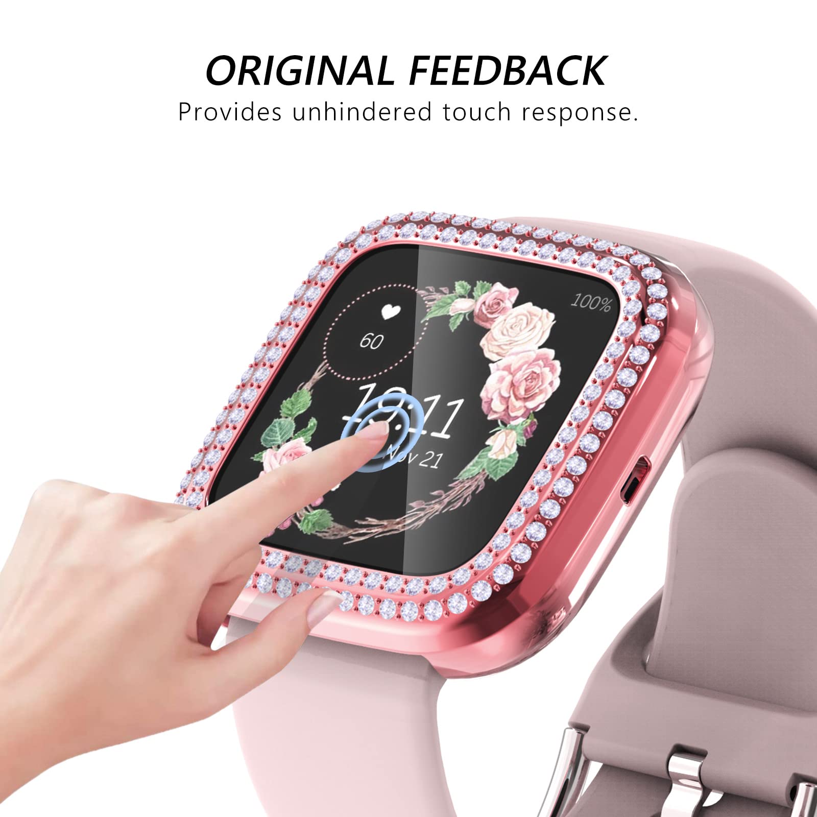 Chanchy 4 Pack Compatible With Fitbit Versa 2 Screen Protector Case, Soft Tpu Full Protective Case Cover Bumper Bling Crystal Di