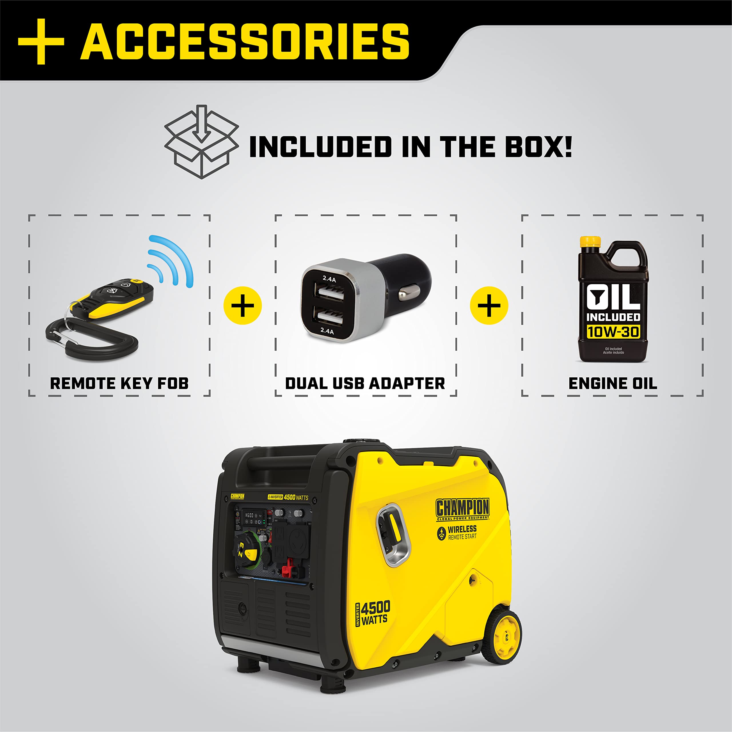 Champion Power Equipment 4500 Watt Wireless Remote Start Rv Ready Portable Inverter Generator With Quiet Technology And Co Shiel