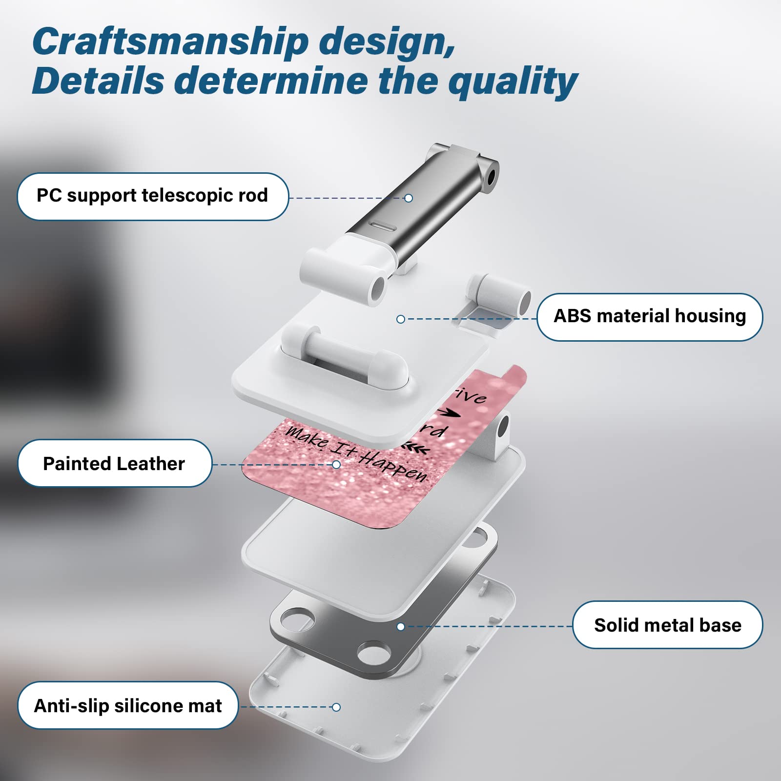 Tjihacnge Desk Cell Phone Stand - Adjustable Angle-Ipad Holder, Universal Compatible Phone Holder For Desk