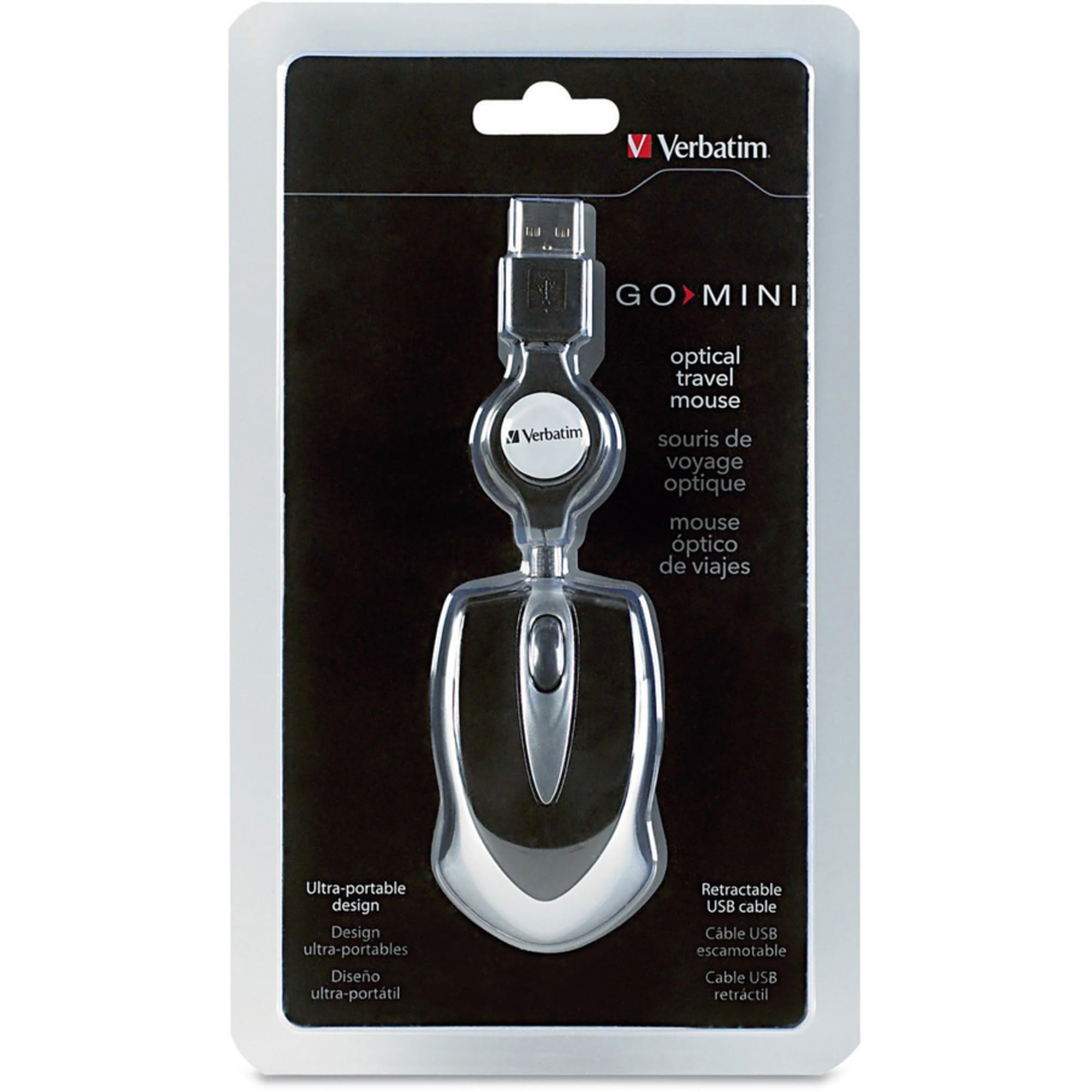 Verbatim Usb Corded Mini Travel Optical Wired Mouse For Mac And Pc   Metro Series Black