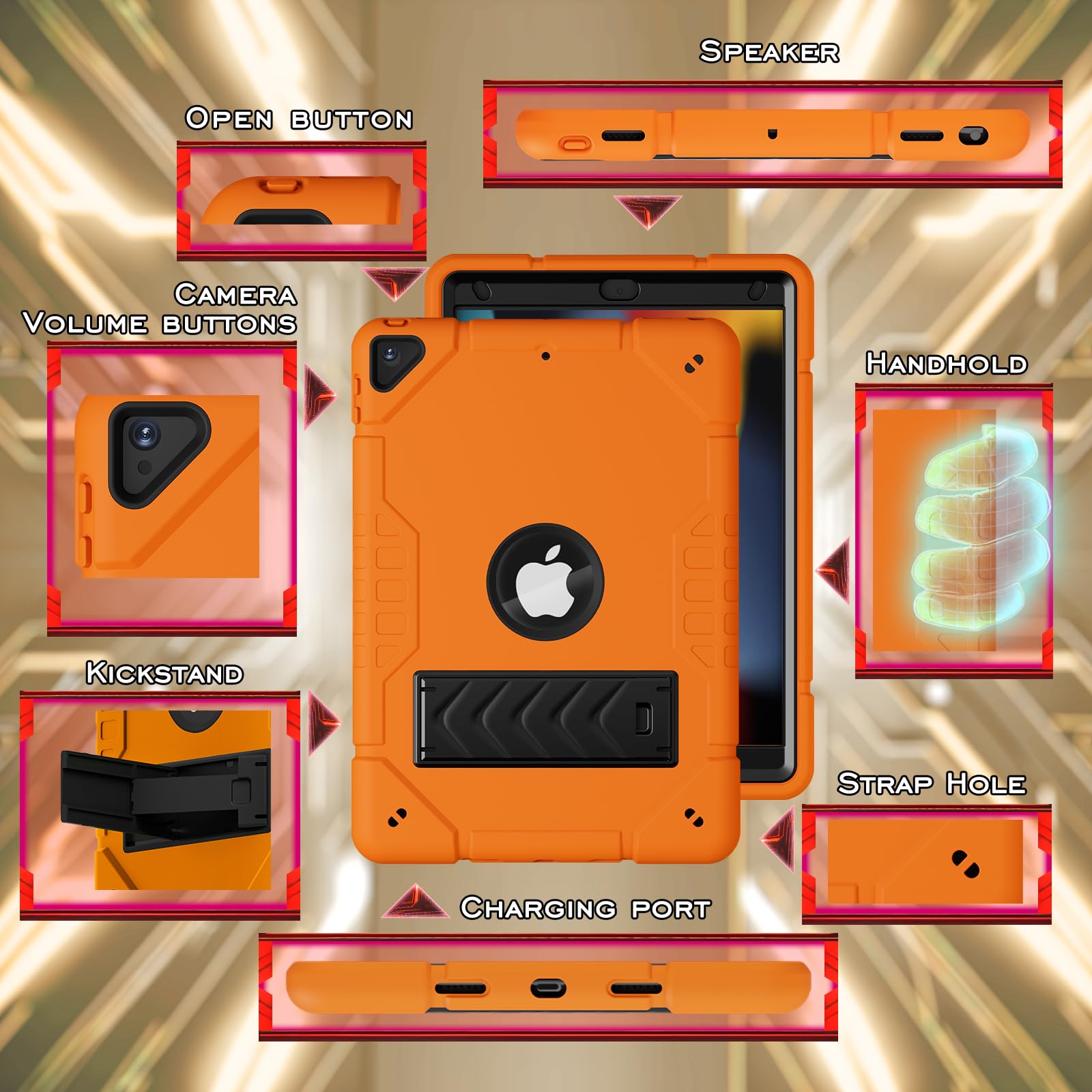 Kepaitok Ipad 9Th/8Th/7Th Generation Case For 10.2 Inch Ipad With Kickstand 2 Angles Built In Stand For Kids Shockproof Case,Hea