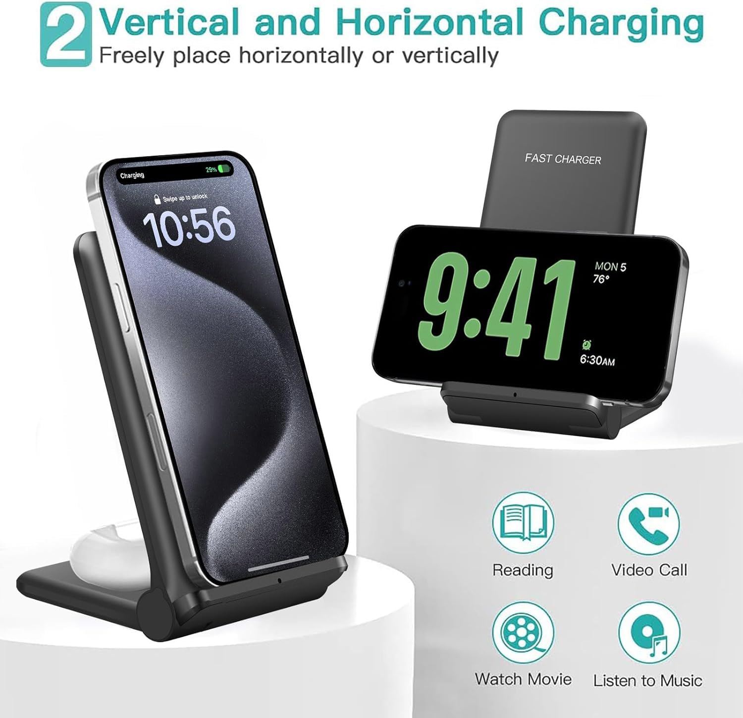 25W Wireless Charger,Foldable 2 In 1 Wireless Charging Station For Apple Iphone 15/15 Pro/14/13/12/11/Plus/Se/X/Airpods,Pdkuai 1