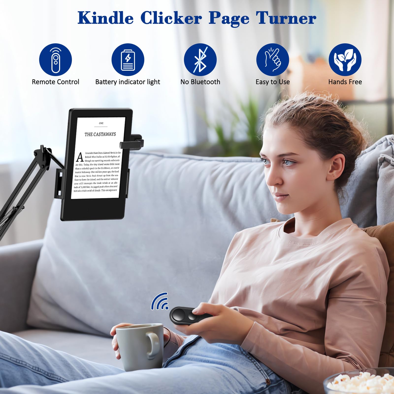 Smanu Rf Remote Control Page Turner For Kindle Paperwhite Oasis Scribe Kobo,Clicker Page Turner Kindle Accessories For Iphone,Ip