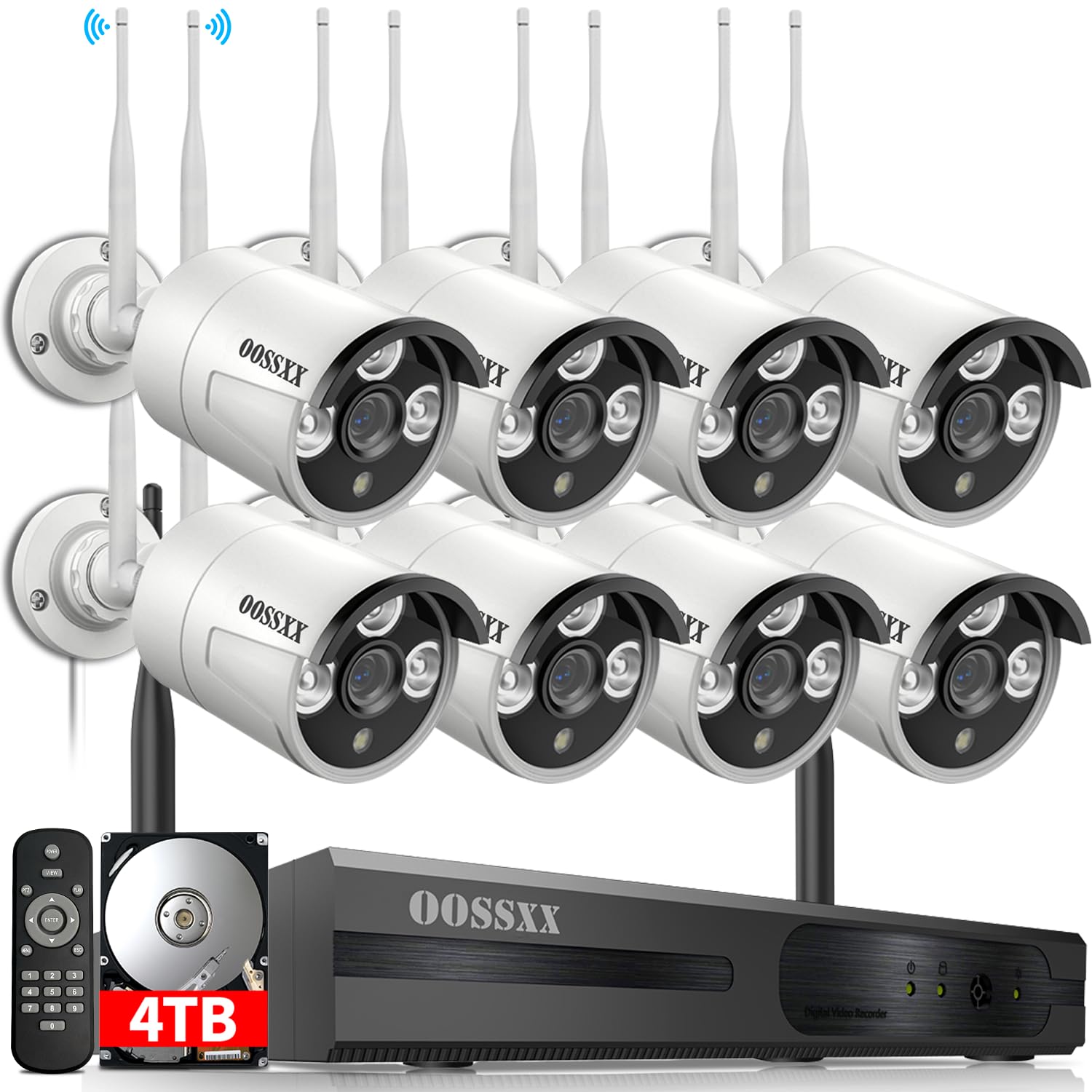 (Dual Antennas For Wifi Enhanced & 60 Days Storage) Ai Human Detected 2K 3.0Mp Wireless Security Camera System,Oossxx 10 Channel Nvr Hd Outdoor Home Surveillance Wifi Cameras Systems