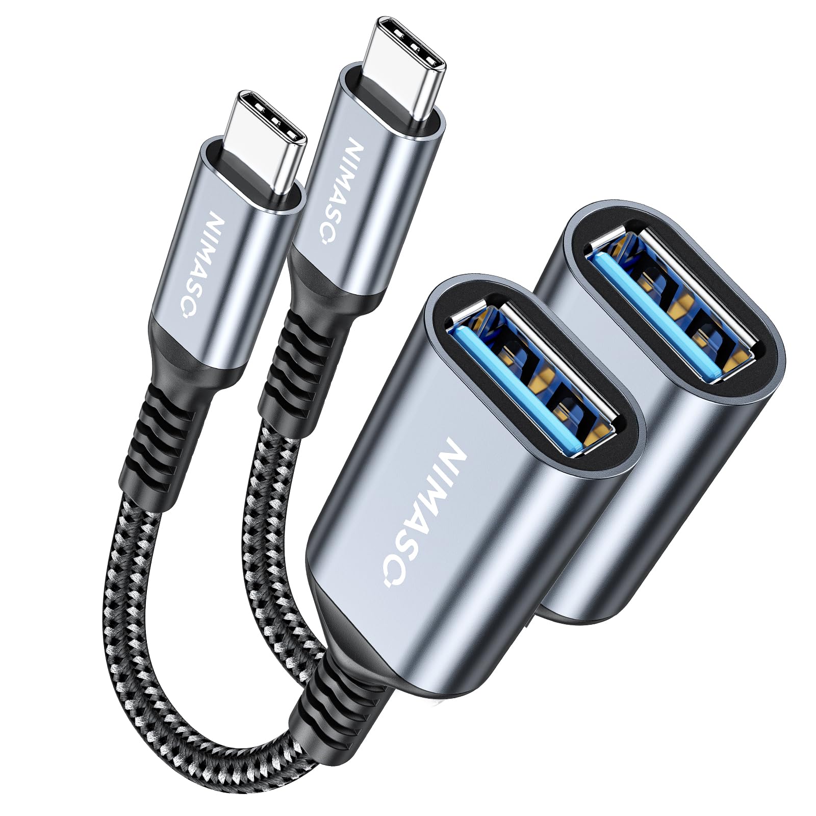 Nimaso Usb C To Usb 3.0 Adapter [2 Pack], Usb C To Usb A Adapter, Usb Type C To Usb,Thunderbolt 3 To Usb Adapter Otg Cable For I