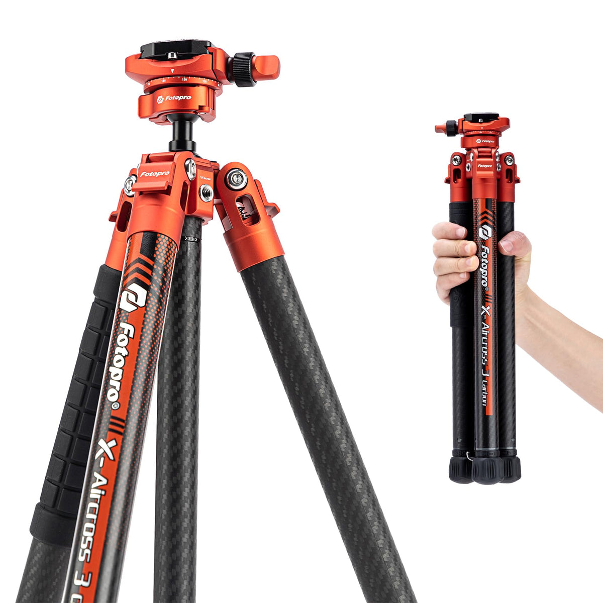 Fotopro Carbon Fiber Tripod 1.7Lbs Ultralight 62 Inch Portable Compact Travel Tripod For Camera Dslr Load Up To 22Lbs X Aircross