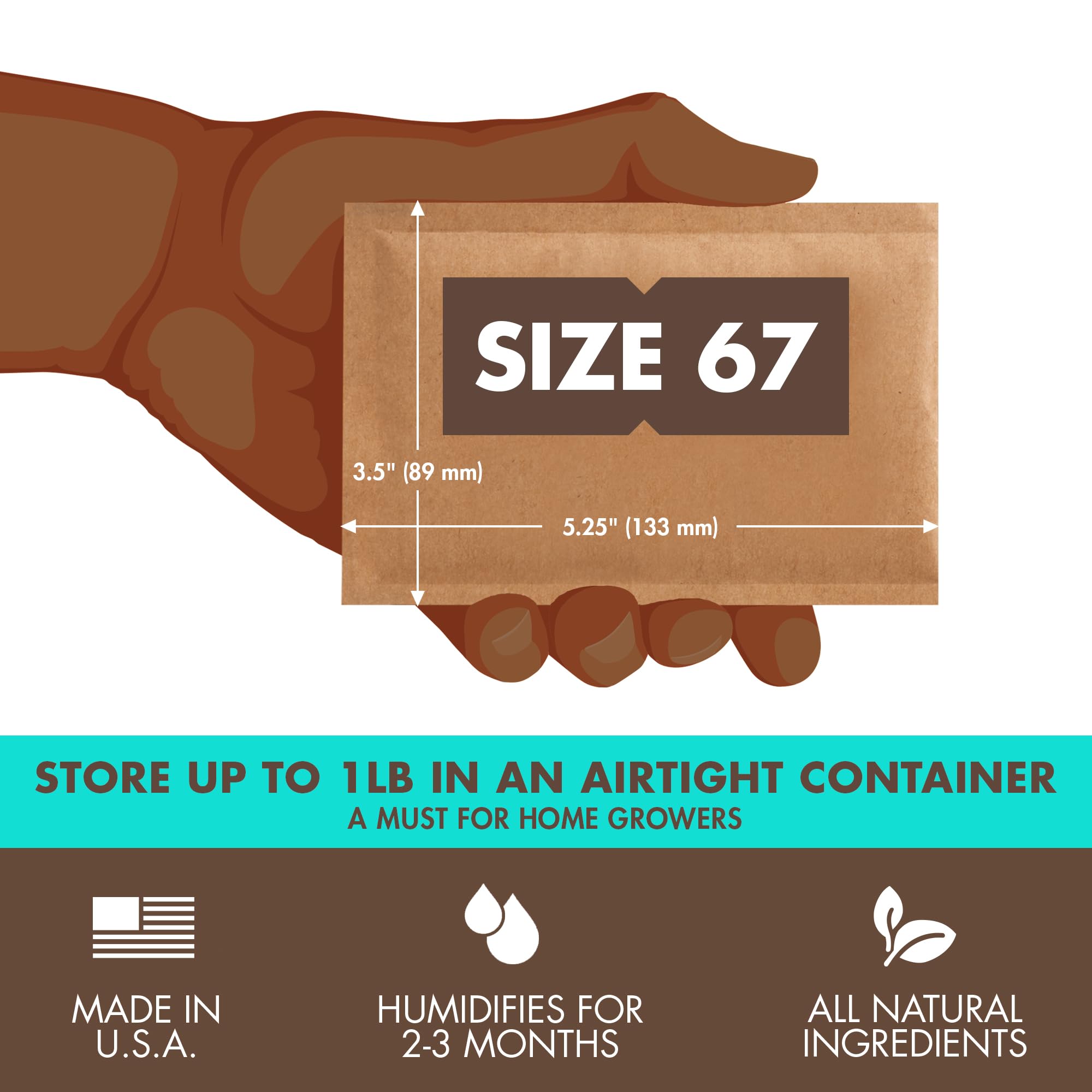 Boveda 58% Two Way Humidity Control Pack For Storing 1 Lb   Size 67   Single   Moisture Absorber For Storage Containers   Humidi