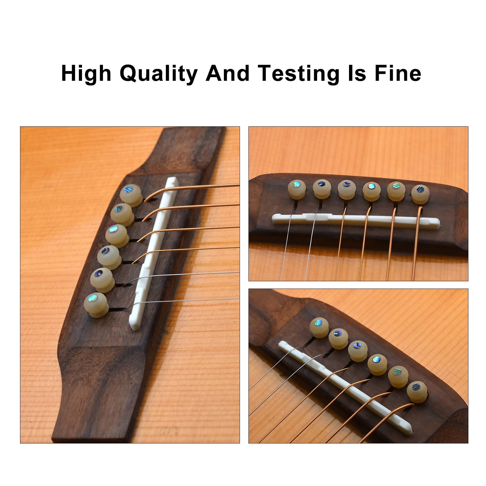 Maxcheer 6Pcs Guitar Bone Bridge Pins Natural Bone Color Replacement Parts With Abalone Dot