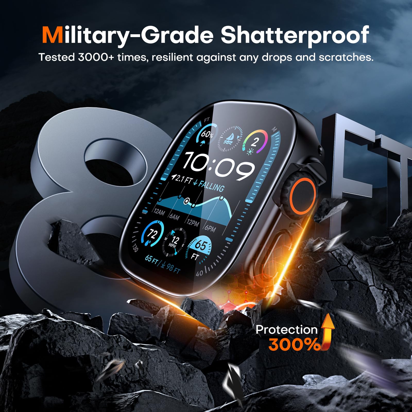 Tauri 2 Pack Hard Case For Apple Watch Ultra 3/Ultra 2/Ultra 49Mm, With Pc Tempered Glass Screen Protector, [Scristant Resistant