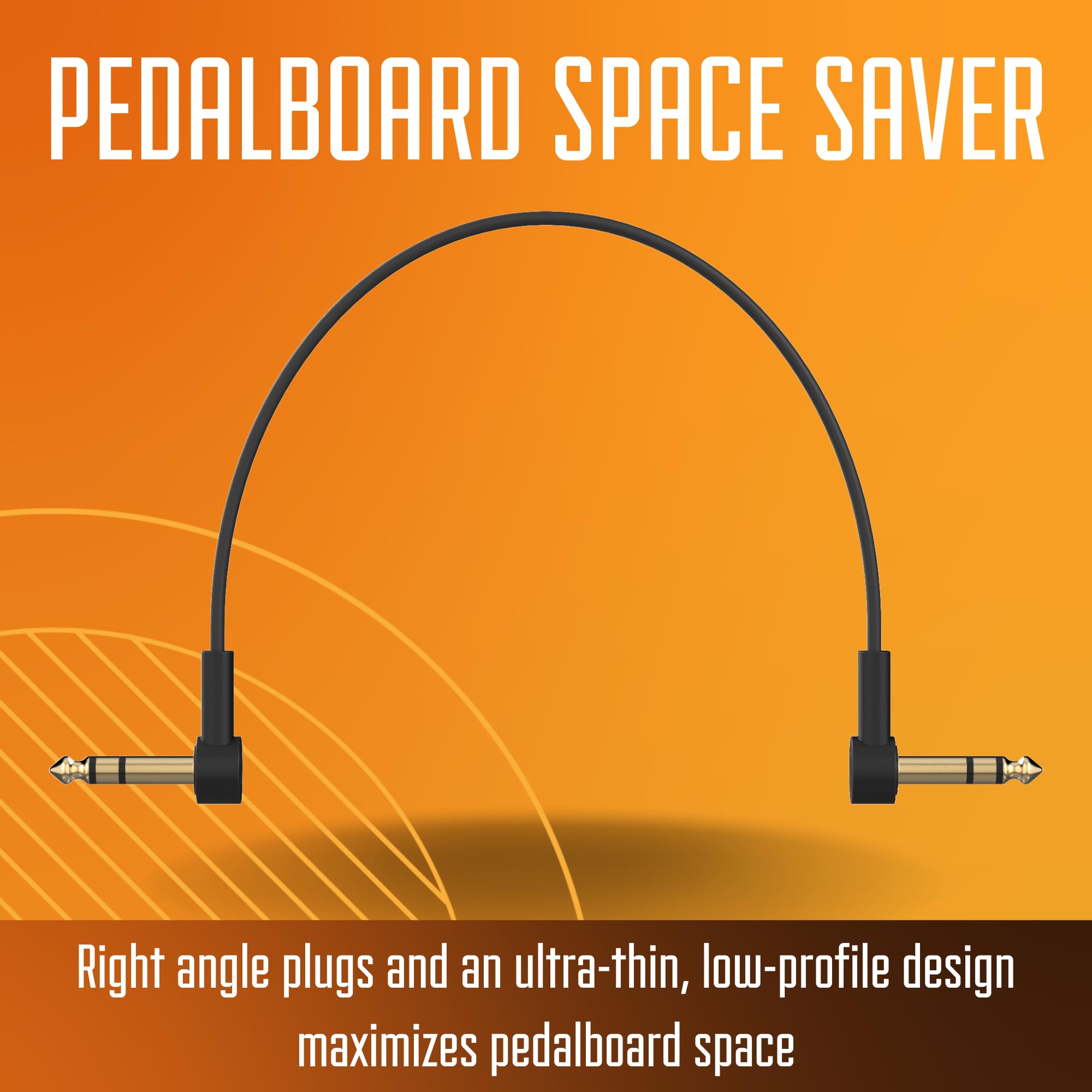 Rock Stock 1/4'' Stereo Trs Flat Patch Cables   4'' Ultra Thin, Right Angle, Low Profile, Gold Plated, Braided Shielding   Maxim