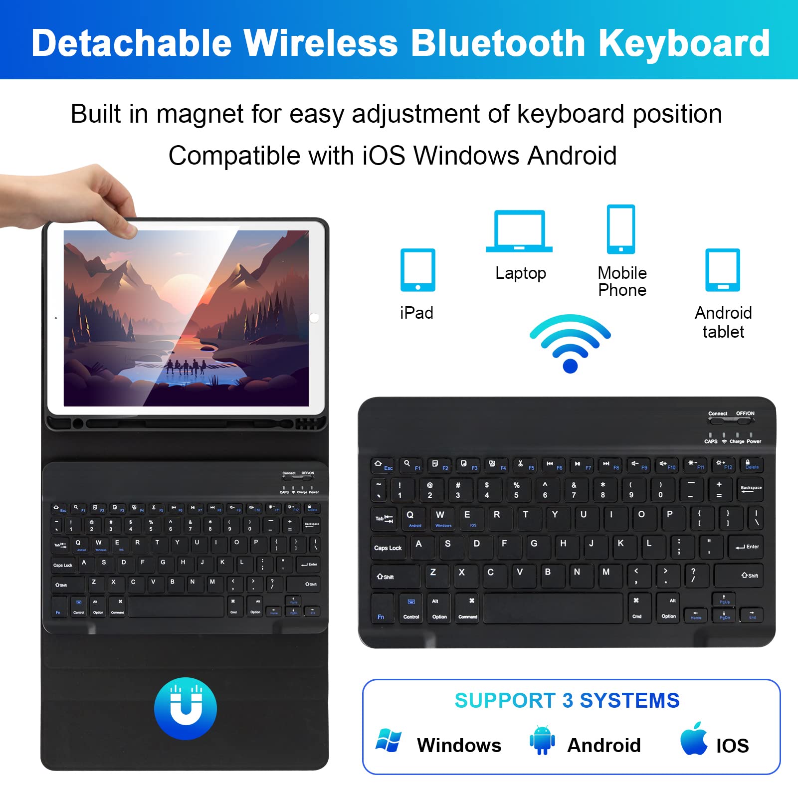Soppy Keyboard Case For Ipad 9Th 2021, Ipad 8Th 2020, Ipad 7Th Generation 2019 10.2 Inch, Ipad Air 3 2019, Ipad Pro 10.5 2017, D