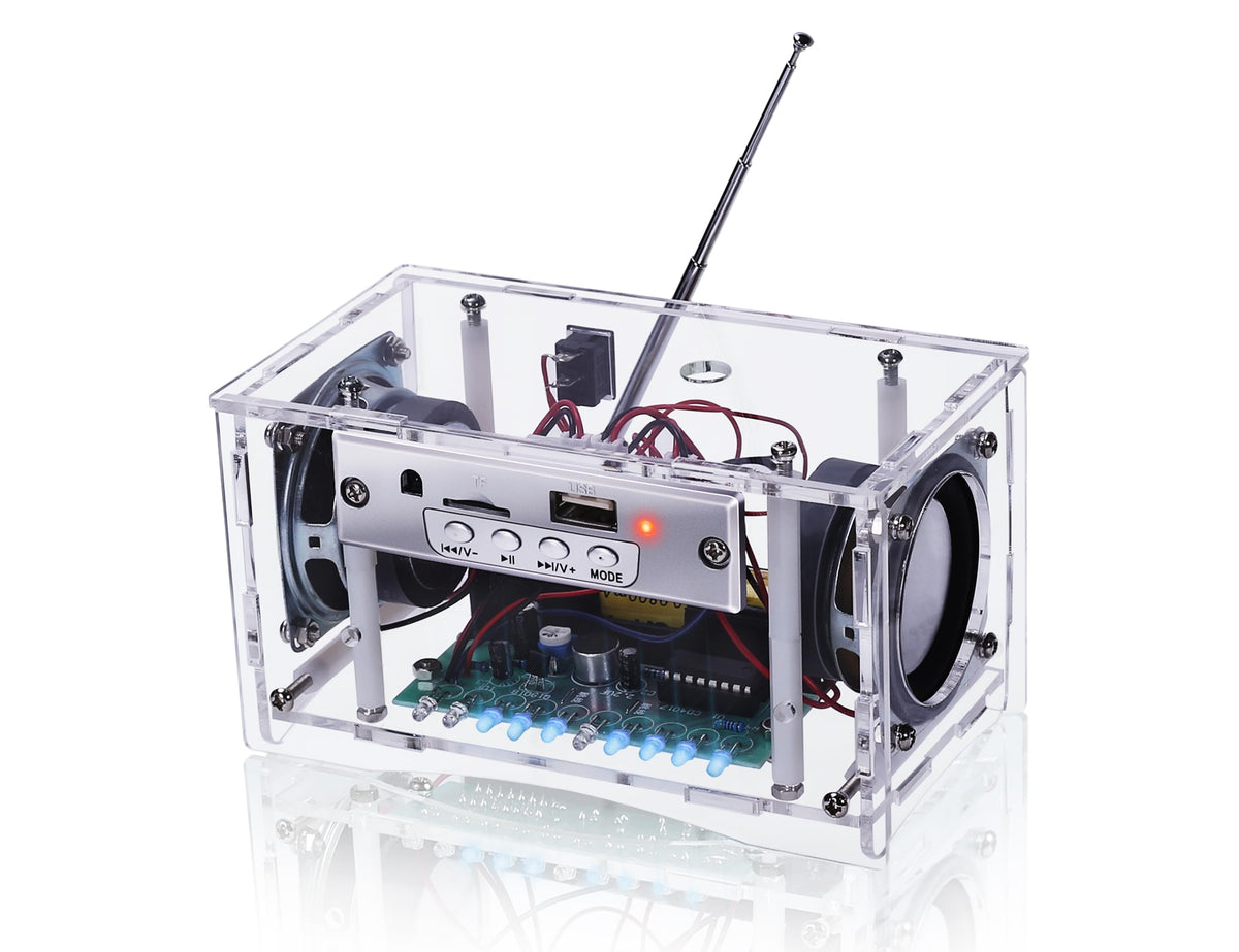 Mioyoow Diy Bluetooth Compatible Speaker Kit With F? Radio, 2 Channel Mini Sound Amplifier Electronic Kit With Rechargeable Batt
