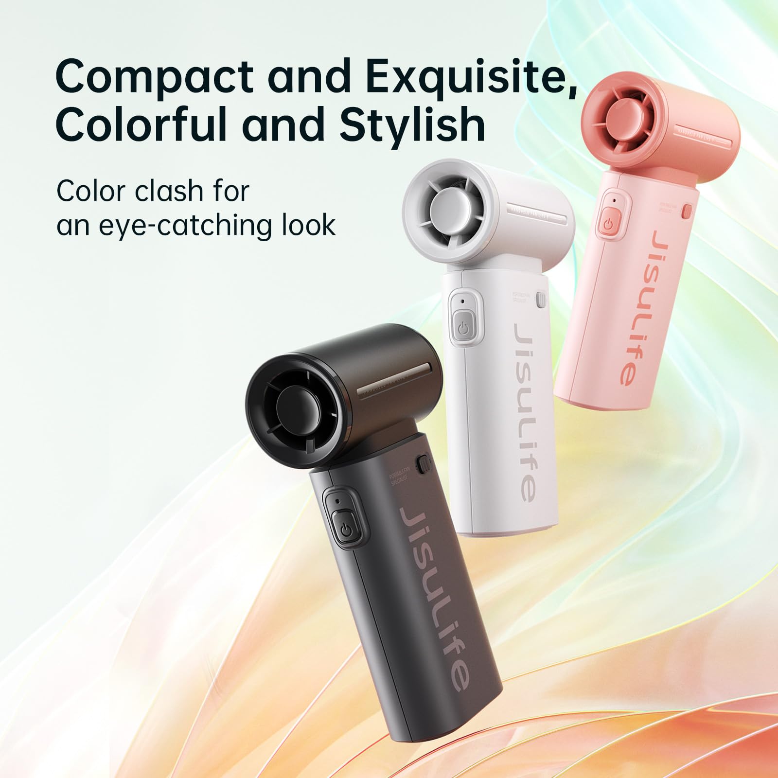 Jisulife Turbo Hand Fan   2024 Ultra Power Pocket Fan, Unique Sleek Design, Mini Handheld Fan With 5 Speeds, Lanyard, Usb Rechar