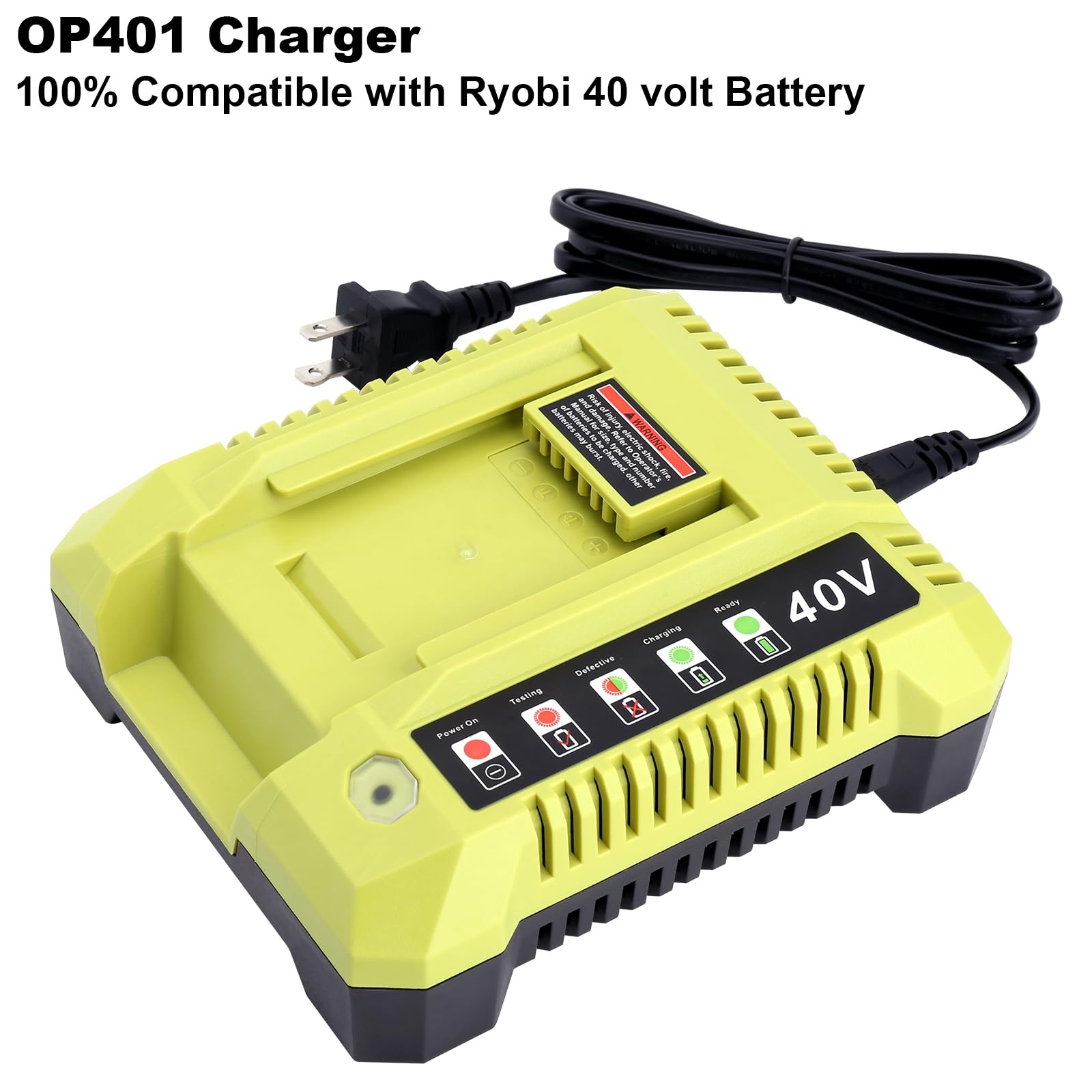 Kotoate Replacement For Ryobi 40V Battery Charger, Op401 Charger Compatible With Ryobi 40V Lithium Battery Op4040 Op4050 Op4050A
