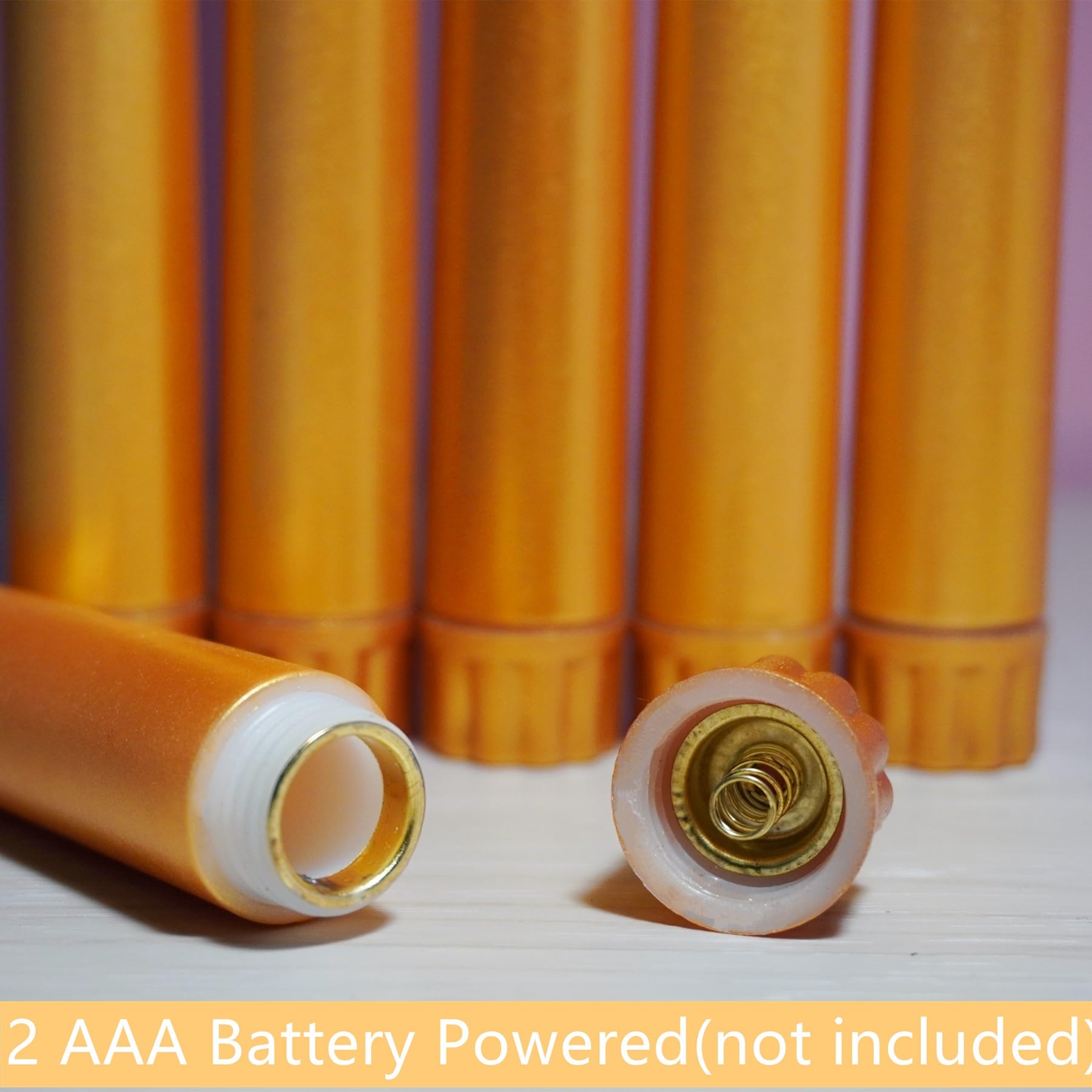 Ni Jasw Gold Flameless Taper Candles With Remote Timer, Flickering Battery Led Candlesticks Set Of 6