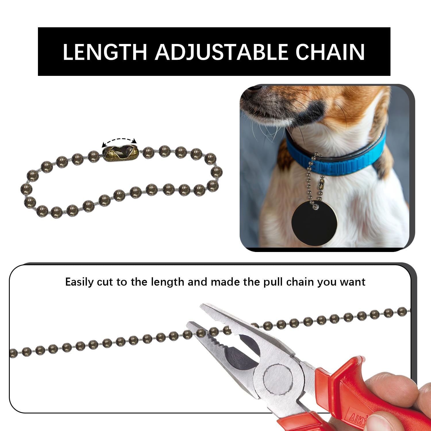 Dotlite Bronze Ceiling Fan Pull Chain, 120'' Extra Long Rust Proof 3Mm Beaded Ball Light Pulls Extension Chains With 20 Connecto