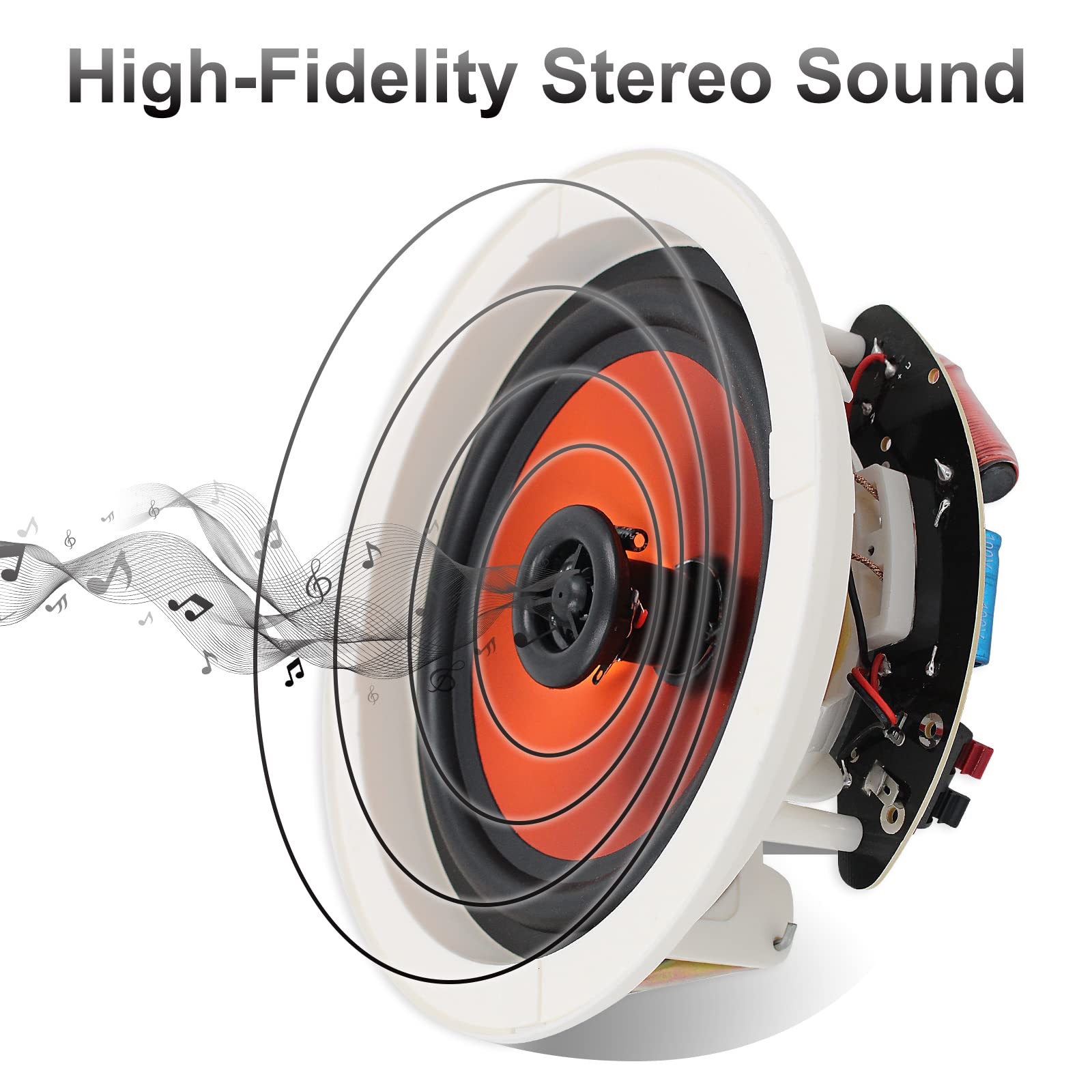 Herdio In Ceiling Speakers, 6.5 Inch 600 Watts Flush Mount Passive Wired Speakers For Bathroom, Kitchen,Living Room,Office(4 Spe