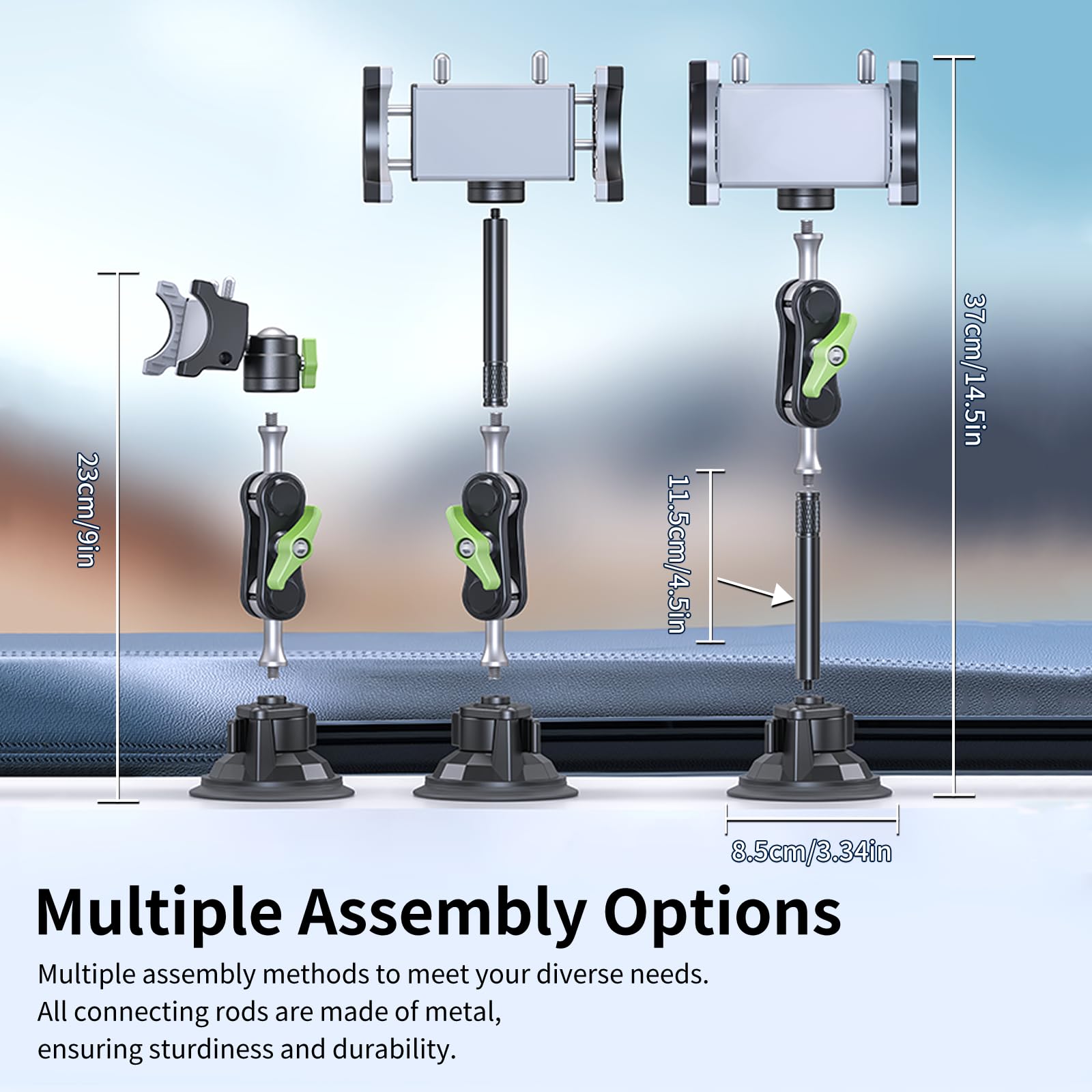 Tmengdao Car Phone Holder-Phone Mount For Car Windshield & Truck-Holder With 360 Rotating Metal Arm-Mount With Super Stable Suct