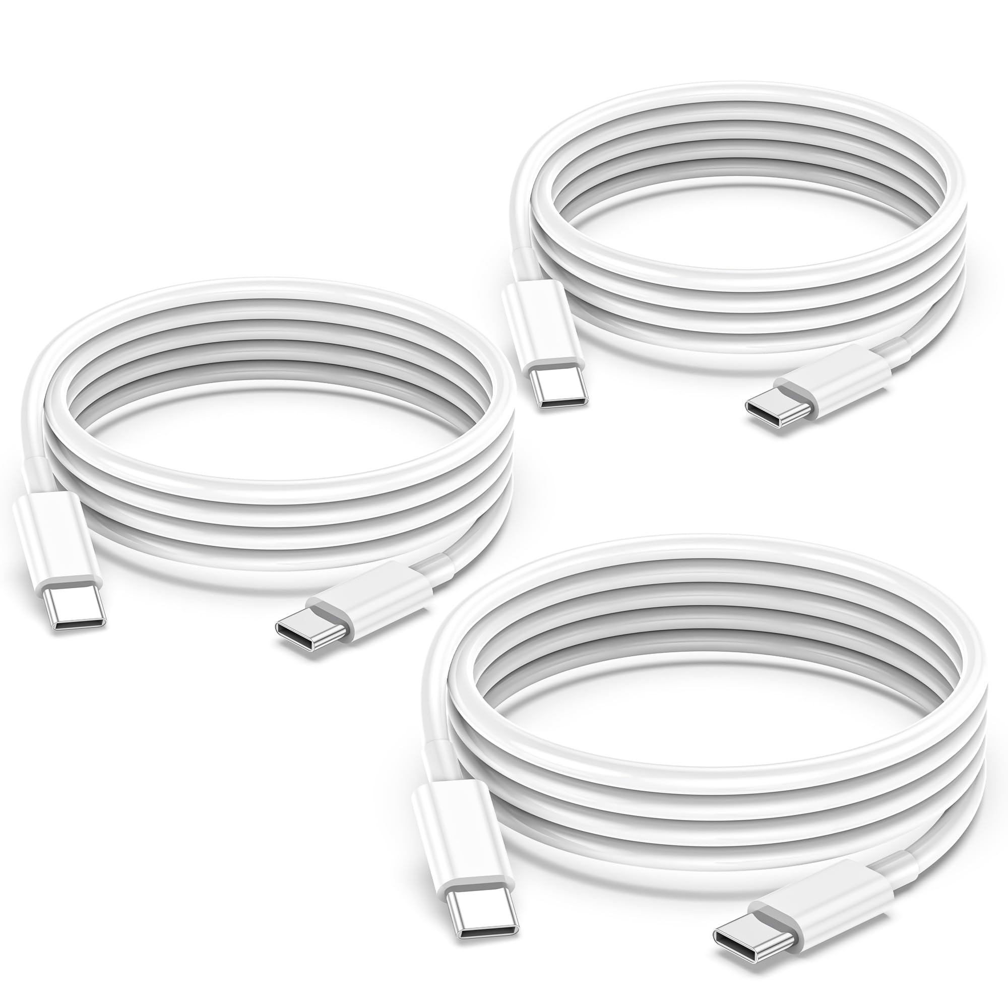 3Pack Usb C To Usb C Charger Cable 6Ft 60W For Apple Long Type C Fast Charging Cord For Iphone 16/Pro Max/Plus/15 For Macbook Pro 2020 Ipad Pro12.9/11 For Ipad Air 4/5/Mini 6(White) Usbc Charge