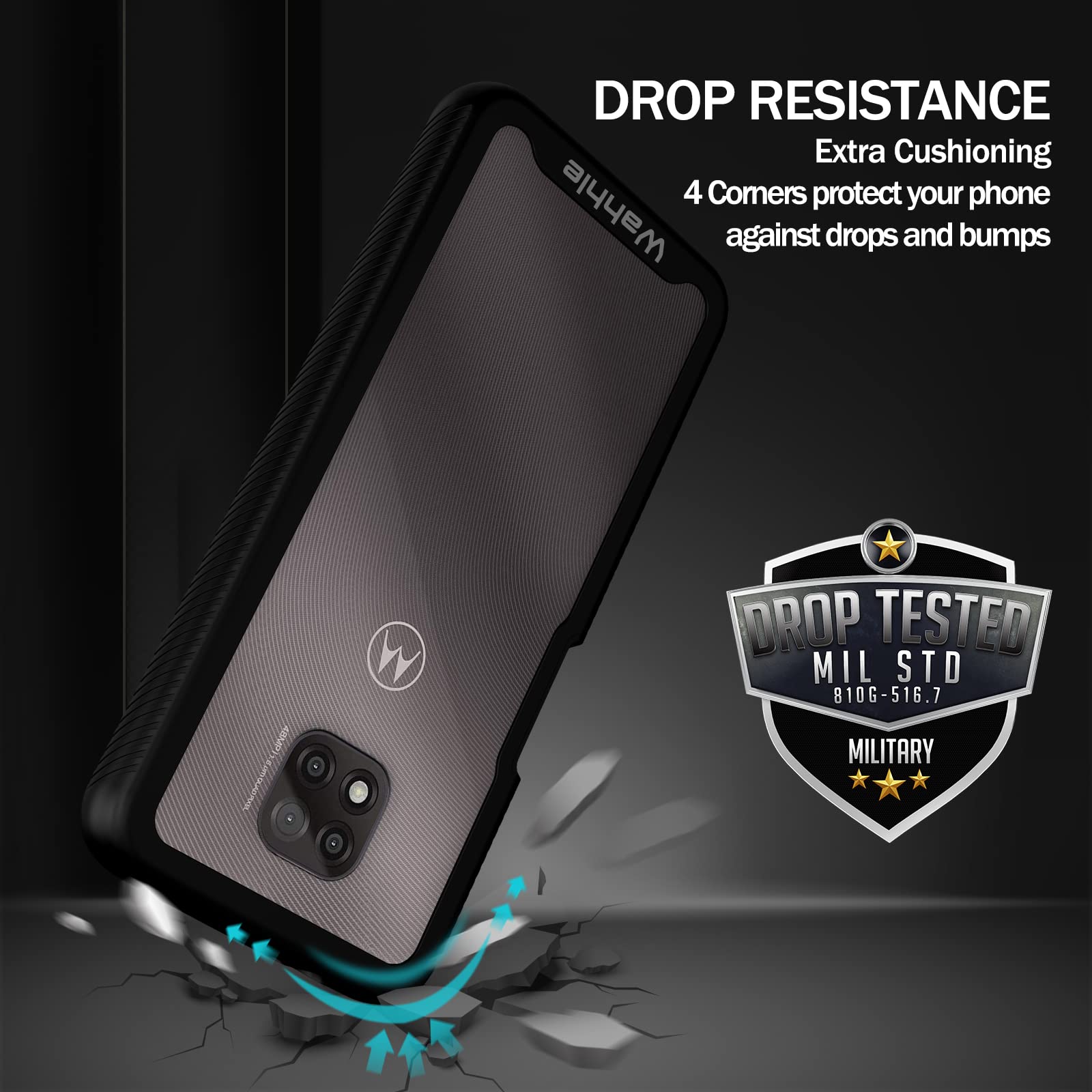 Wahhle Compatible With Moto G Power 2021 Case, Built In Screen Protector Full Body Shockproof Slim Fit Bumper Protective Phone C