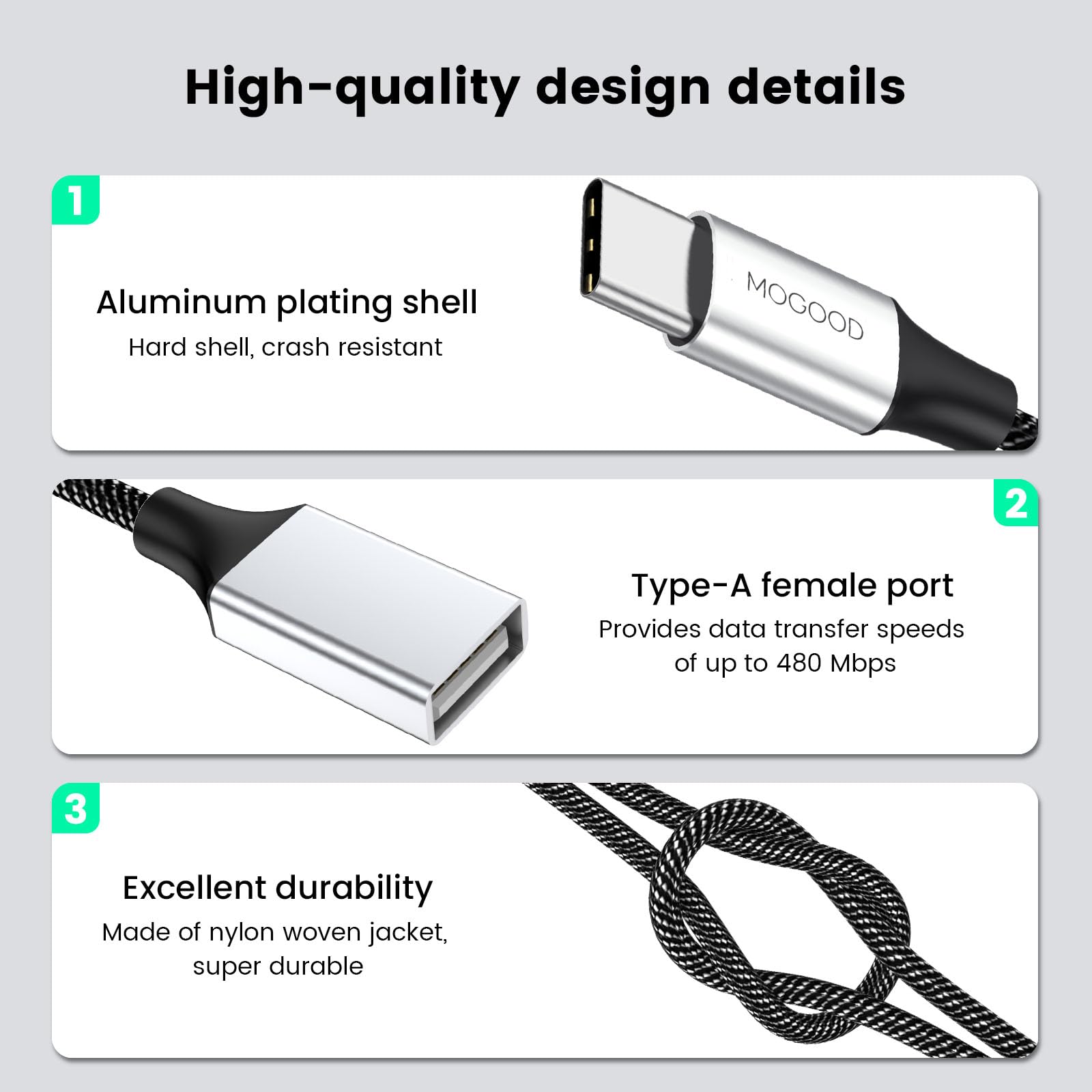 Usb C Male To Three Usb Female Cable Adapter,Type C To 3 Type A 2.0 Port Splitter Dongle Cord Converter Connector Multiple Multi