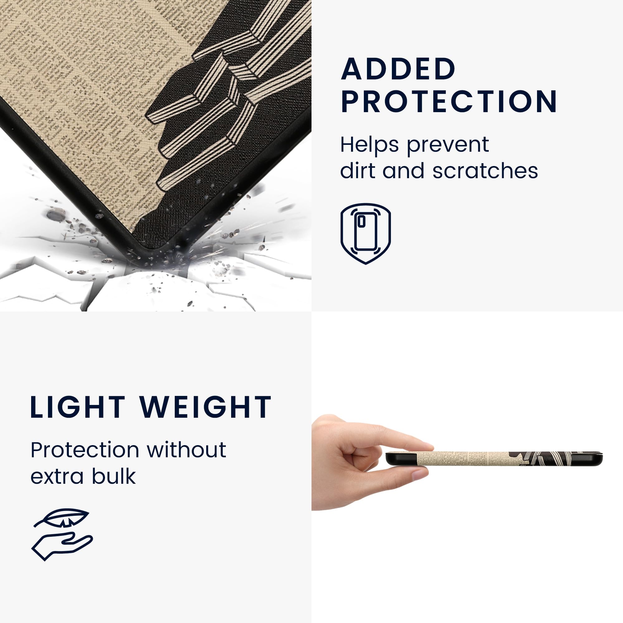 Kwmobile Case Compatible With Barnes & Noble Nook Glowlight 4 Plus Case   Ereader Cover   Girl And Books Black/Beige