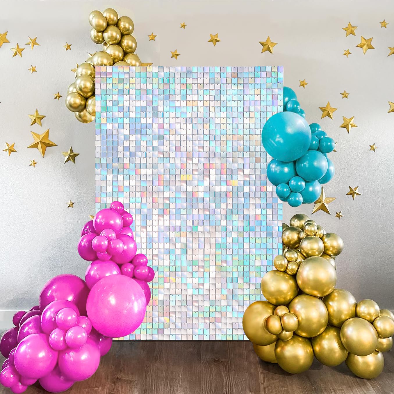 Rainbow Silver Shimmer Wall Backdrop Sparkle Wall Backdrop 3Ftx4Ft Wedding Backdrop For Bridal Shower Birthday Anniversary Decor