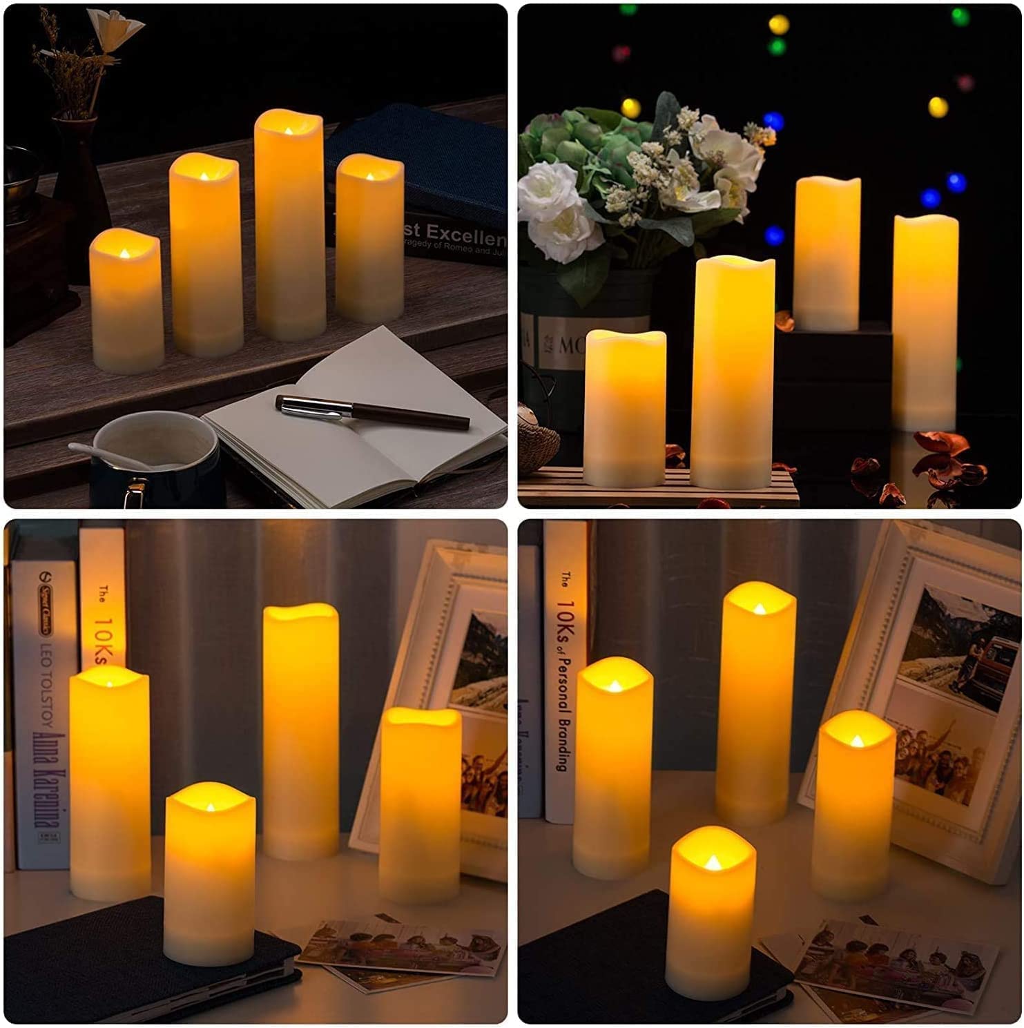 Aamdkcyu Flameless Candles With Remote & 2/4/6/8H Timers, Outdoor Indoor Waterproof Remote Candles Battery Operated, Electric Le