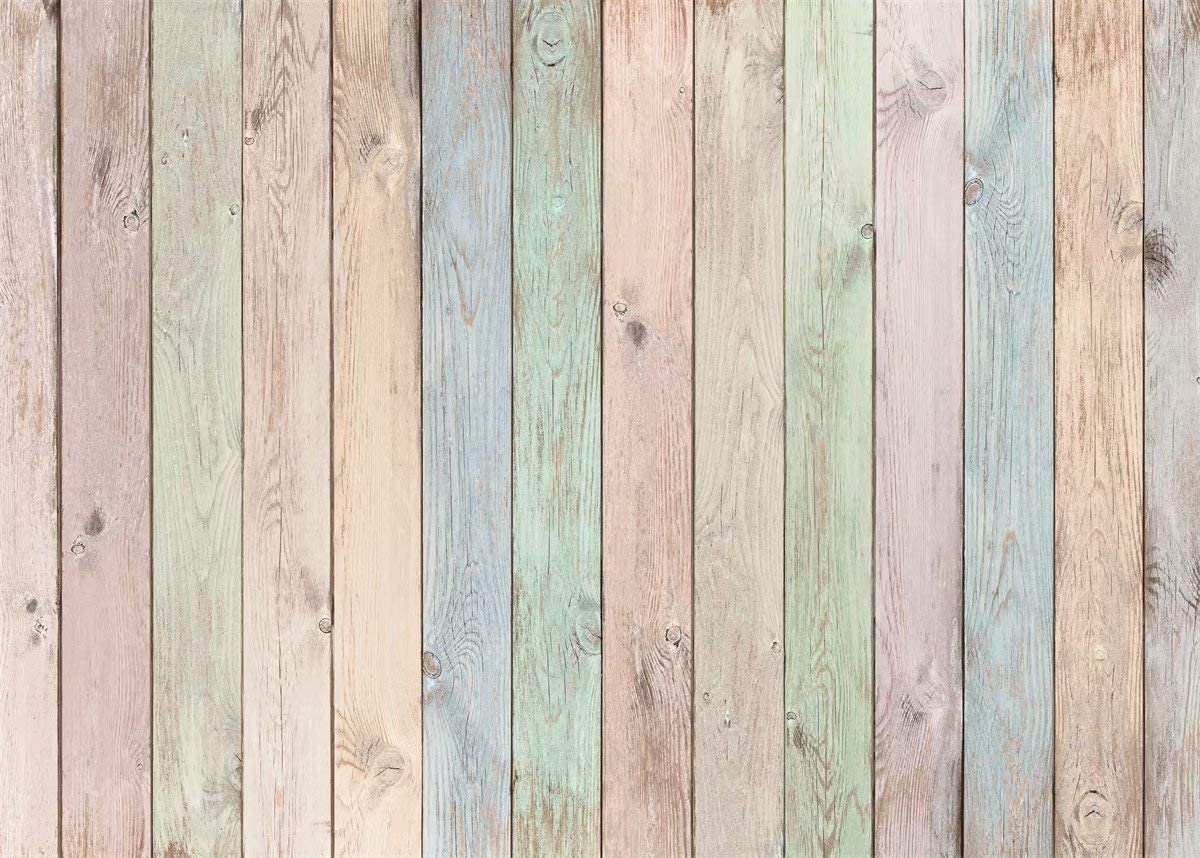 Beleco 7X5Ft Fabric Colorful Wood Backdrop Easter Pastel Colored Wood Planks Photography Backdrop Easter Decor Birthday Party Ba