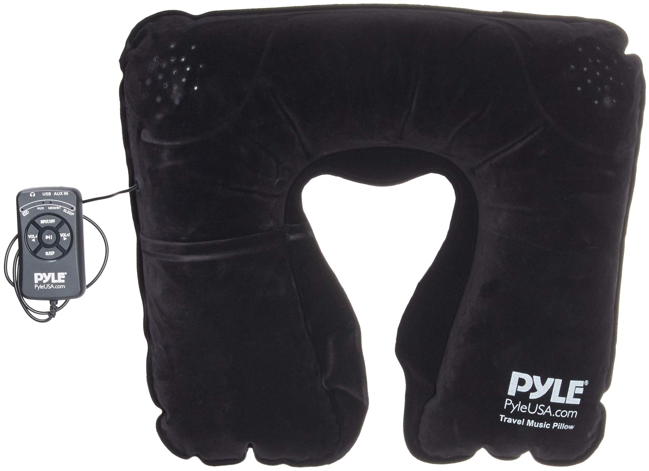 Pyle Portable And Comfortable Travel Music Pillow   Neck Support W/ Rechargeable Battery Dual Speaker Bluetooth Connectivity And