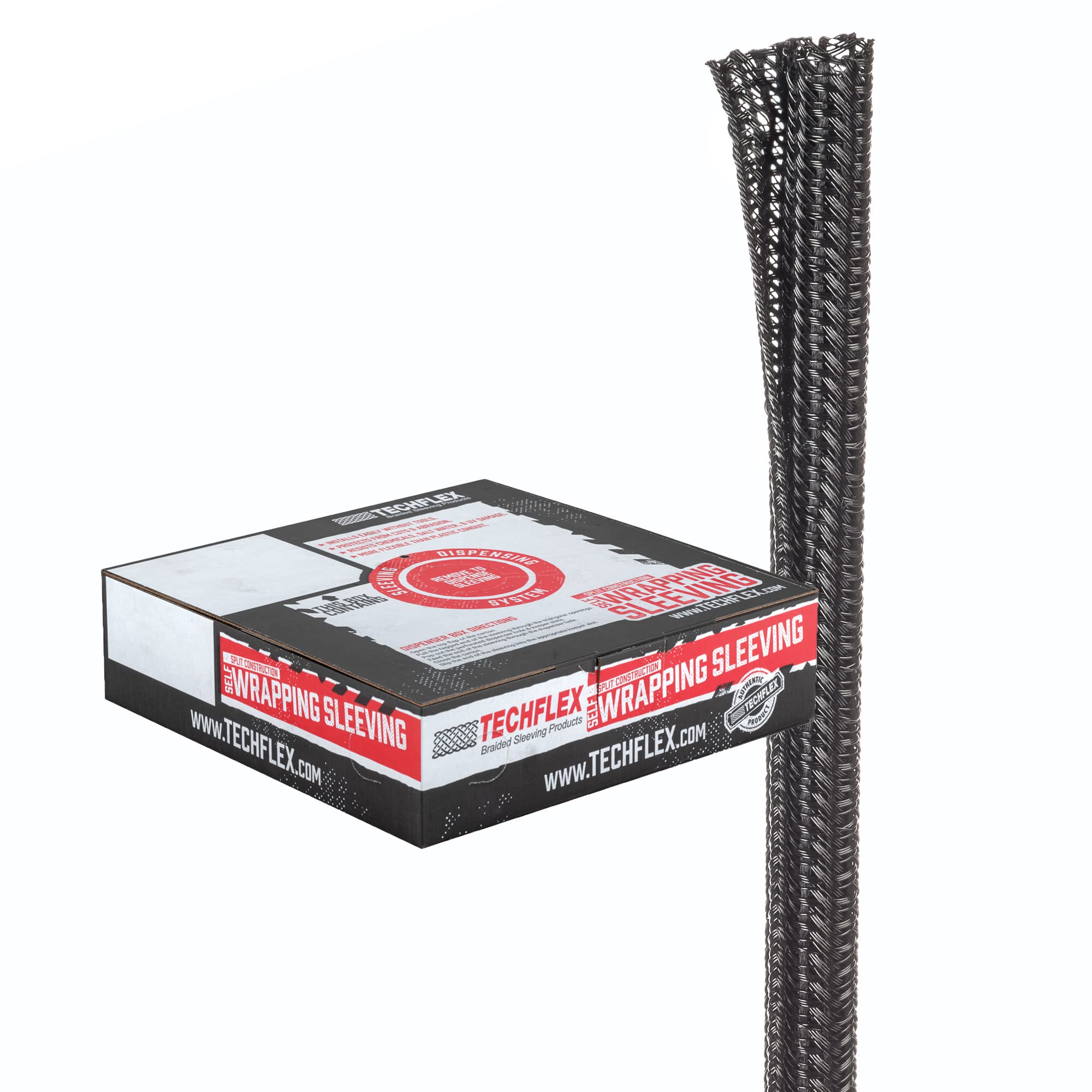 1/4 Inch F6 Wrap-around Braided Sleeving- 10ft- Black