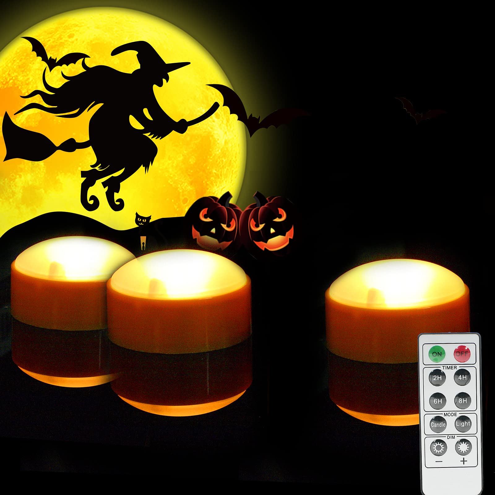 Battery Operated Led Pumpkin Lights With Remote And Timer Bright Realistic Flickering Decorative Plastic Flameless Electric Cand