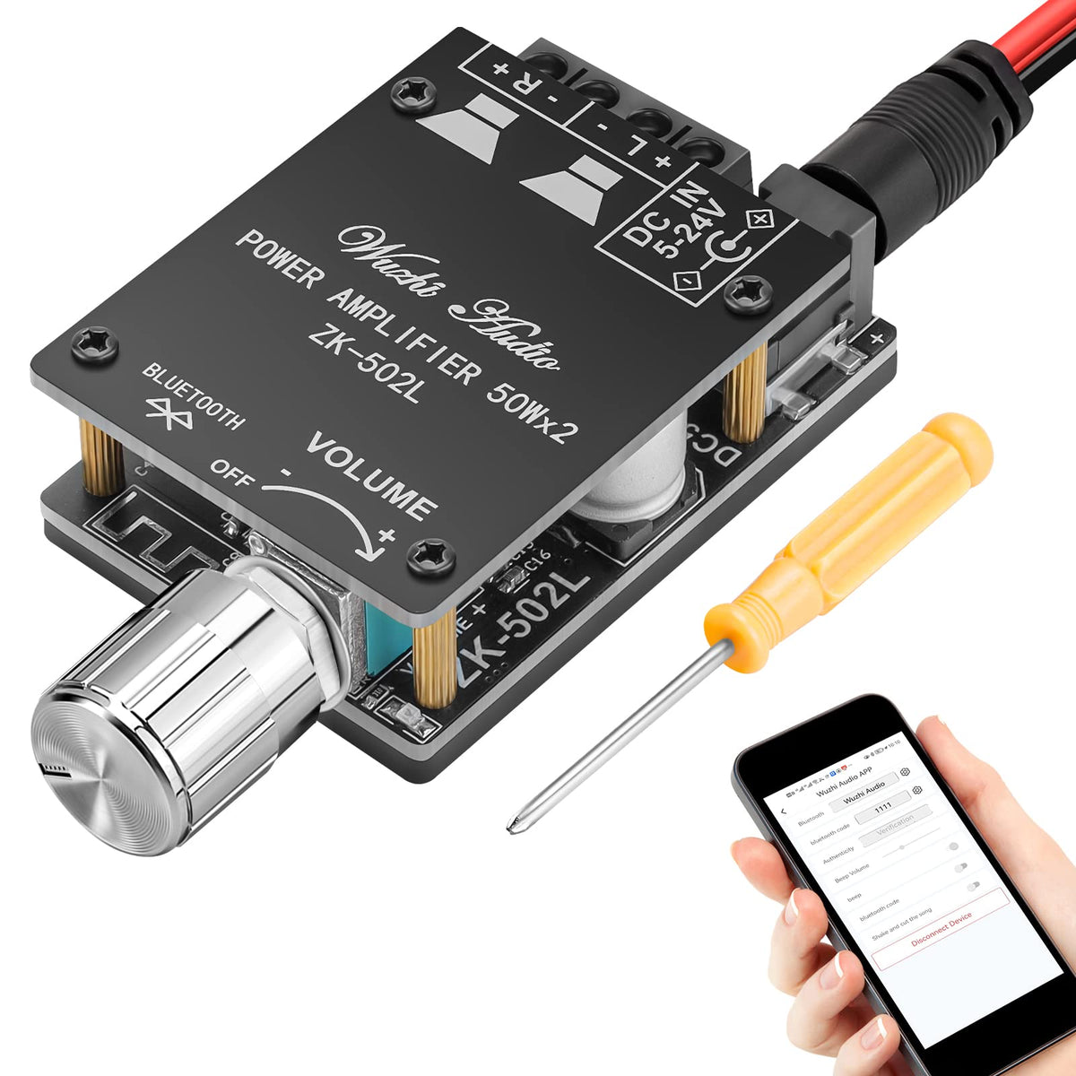 Makerhawk Mini Amplifier Board Bluetooth Amplifier 2.0 2X50W 5V 24V Audio Power Amplifier Module For Store Home Theater Speakers