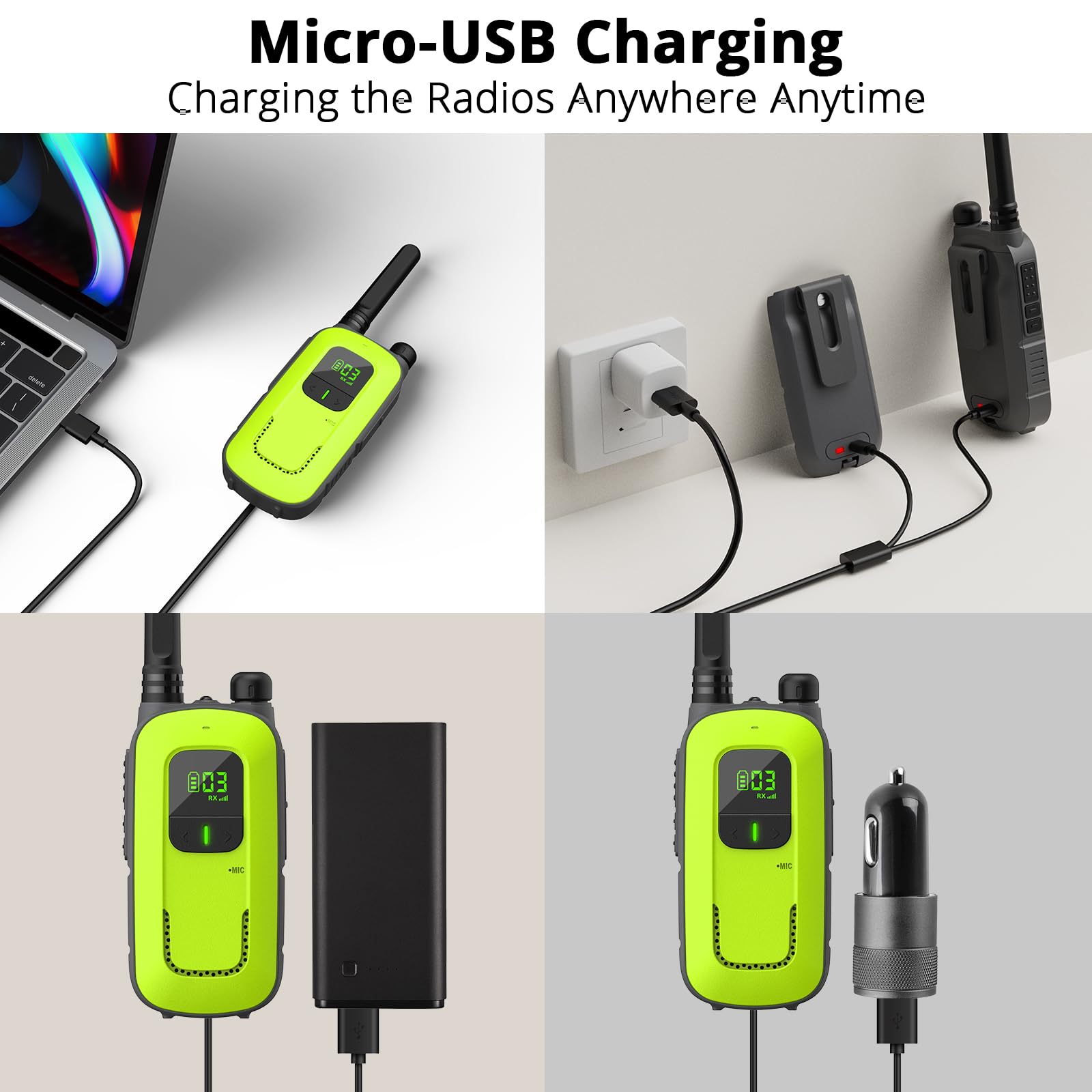 Radioddity Fs T3 Walkie Talkies For Adults Kids Long Range 4 Pack Rechargeable Walky Talky Frs Two Way Radio, 22 Channels Licens