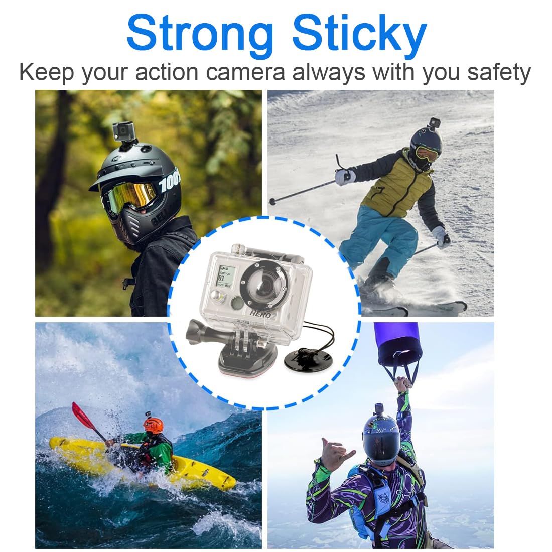 Dekeenstar Action Camera Safety Tether Strong Adhesive Stickers Strap Cord Compatible With Gopro Hero 12, 11, 10, Insta360 X4 X3