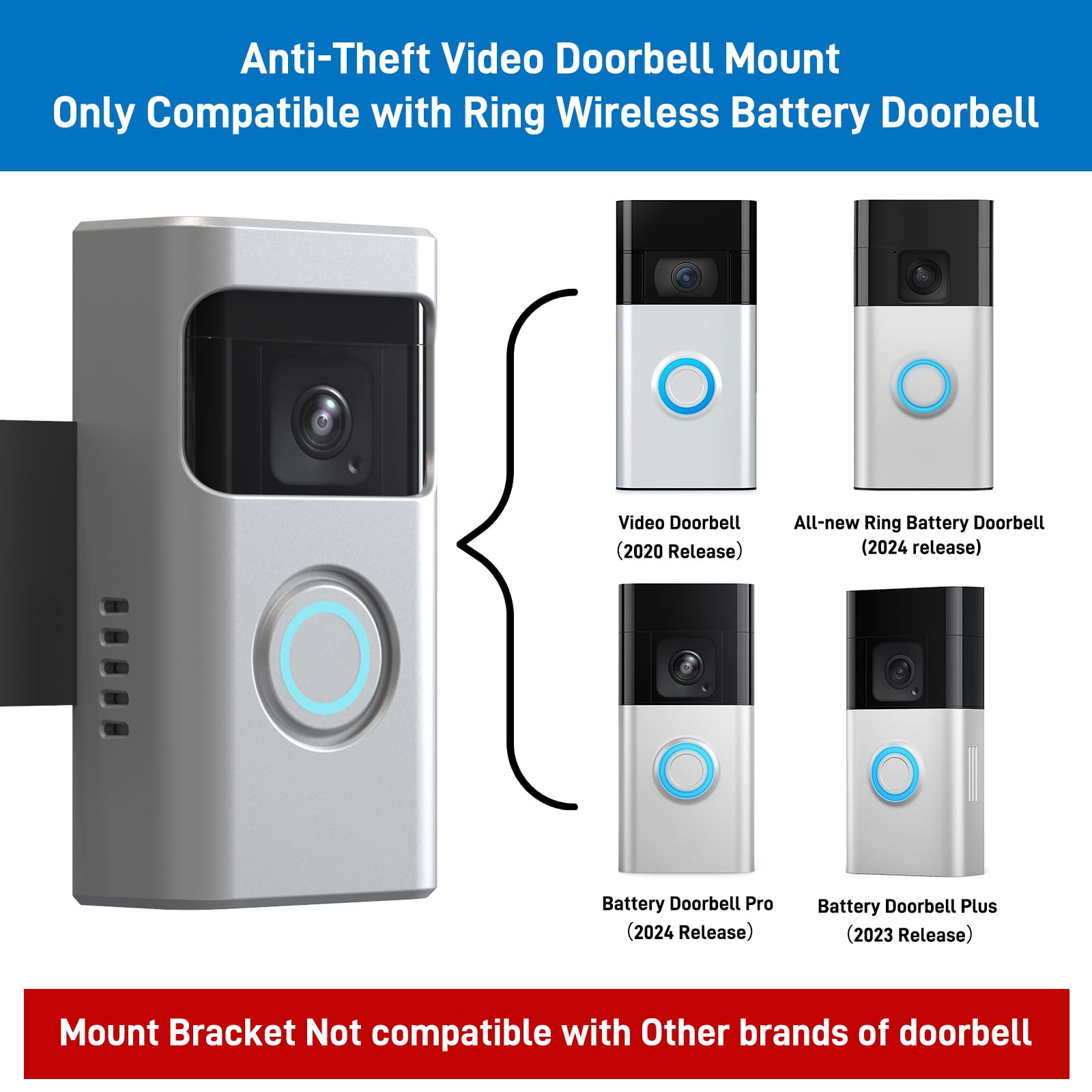 All New Anti Theft Ringdoorbell Mount Compatible With Ring Battery Doorbell And Ring Battery Doorbell Plus/Pro No Drill Ring Doo