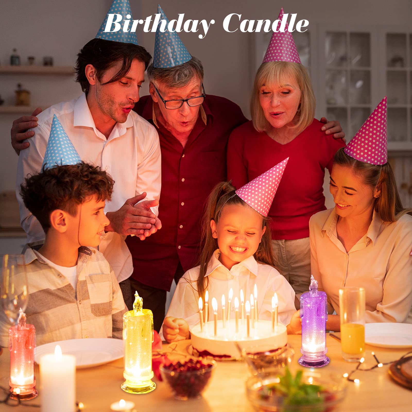 Haidoliang 2Pcs Green Led Flameless Candles (D:2.5'' X H:7''),Led Pillar Candles, Battery Included, Velas Artificiales Para Deco