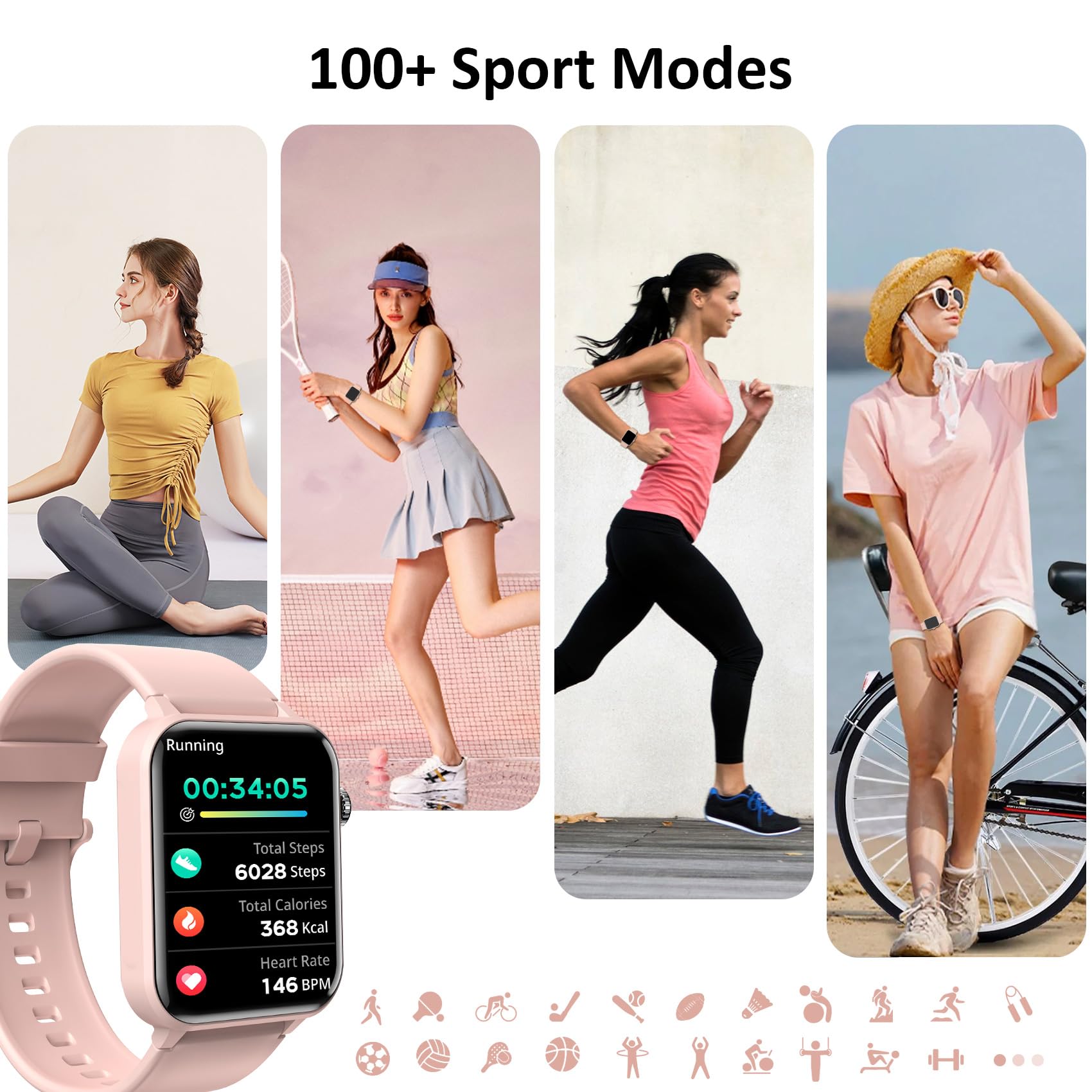 Blackview Smart Watches For Women(Make And Answer Calls),1.85''Hd Screen Fitness Tracker Watch,100+ Sport Modes,Spo2/Heart Rate/