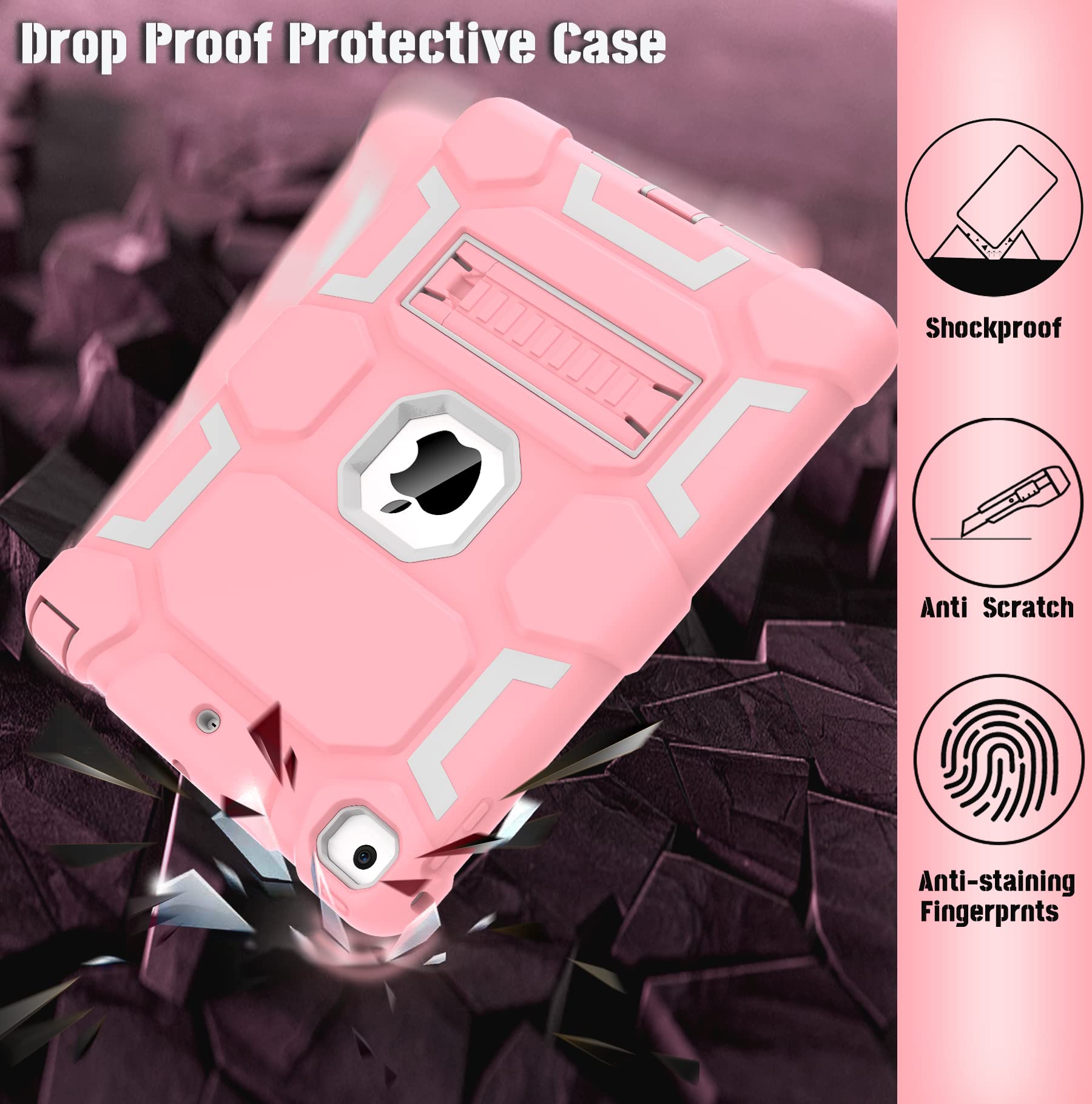 Ccmao Case For Ipad 6Th Generation/Ipad 5Th Generation/Ipad 9.7 Inch (2018/2017 Model), Ipad Air 2 Case, Hybrid Shockproof Rugge