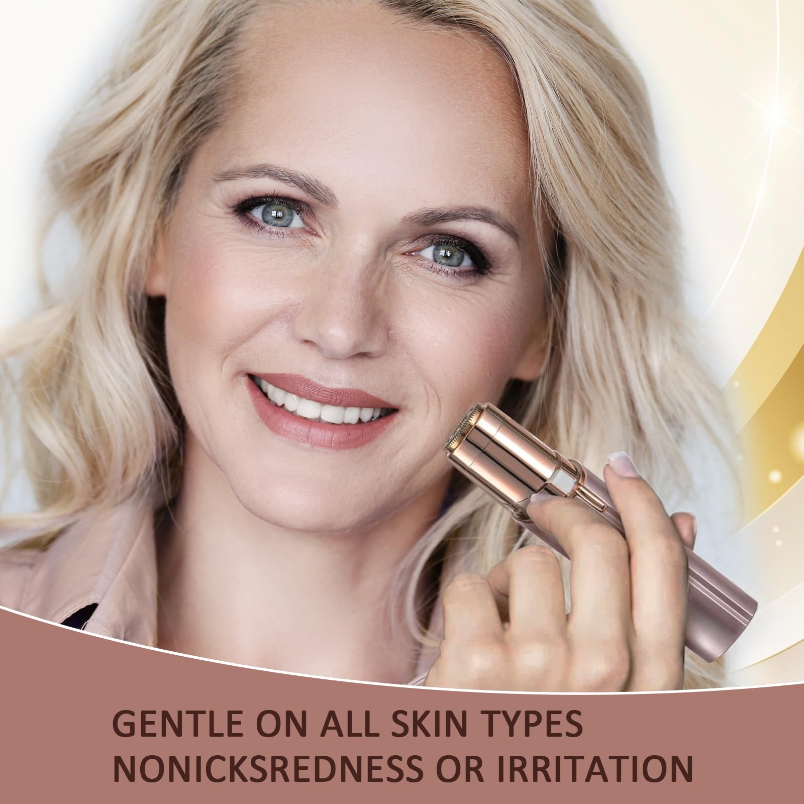 Women'S Painless Hair Remover For Women, Battery Powered Face Trimmer For Lips, Chin, Peach Fuzz With 2 Replacement Heads And 1