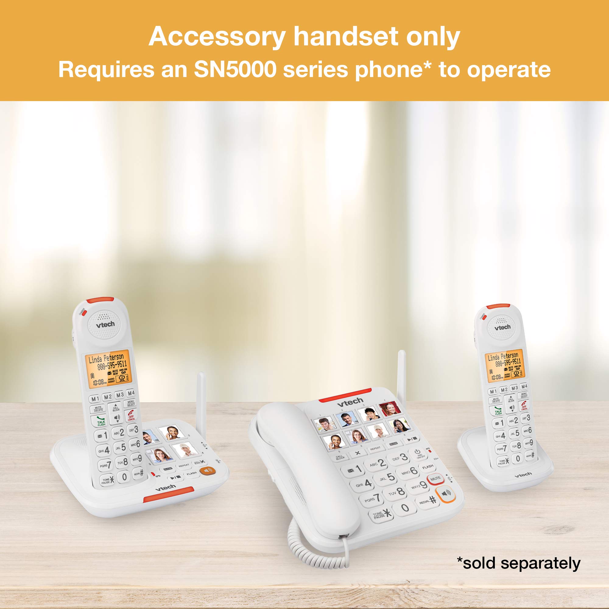 Vtech Sn5107 Amplified Accessory Handset With Big Buttons & Large Display For Sn5127 & Sn5147 Senior Phone Systems, Multi