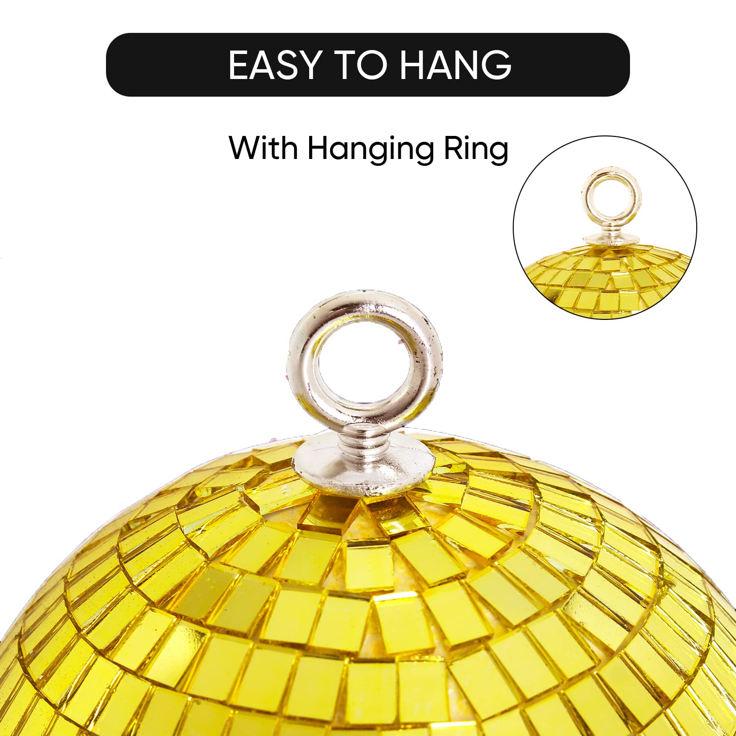 Mirror Disco Ball Decor, 6 Inch Stage Mirror Balls Gold Disco Ball Ornaments Reflective Party Decorations With Hanging Ring For