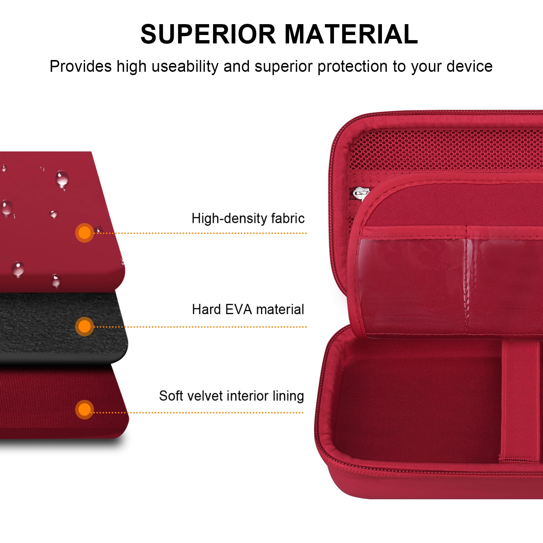 Elonbo Carrying Case For Texas Instruments Ti 84 Plus Ce/Ti 84 Plus/Ti 83 Plus Ce/Casio Fx 9750Gii Color Graphing Calculator, Extra Mesh Pocket Fits Charging Cable, Charger, Manual, Red