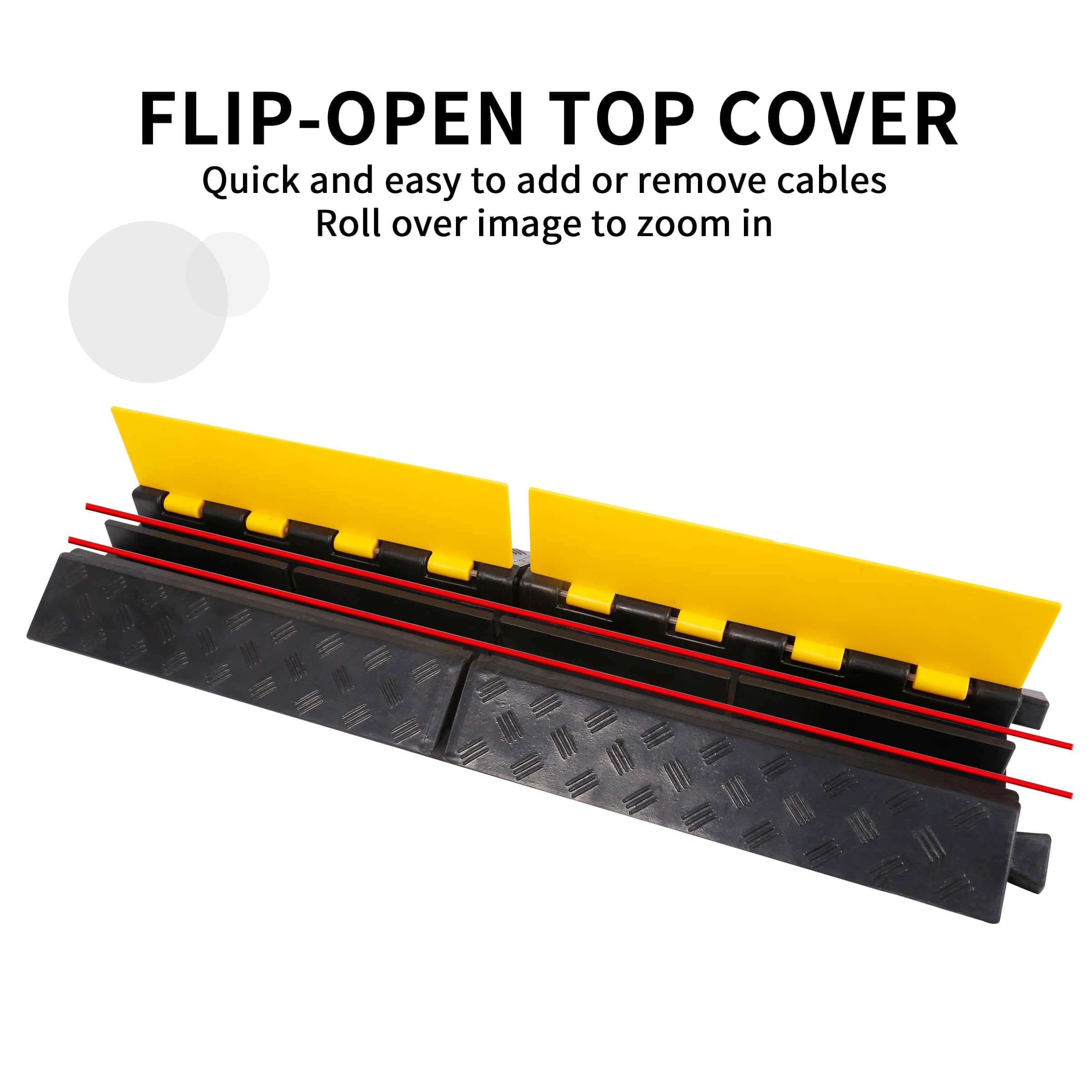 Yonsheng Rubber Cable Ramp Cord Cover Cable Protector Ramps Wire Hose Protective 2 Channel 22000Lbs Load Capacity Traffic Speed