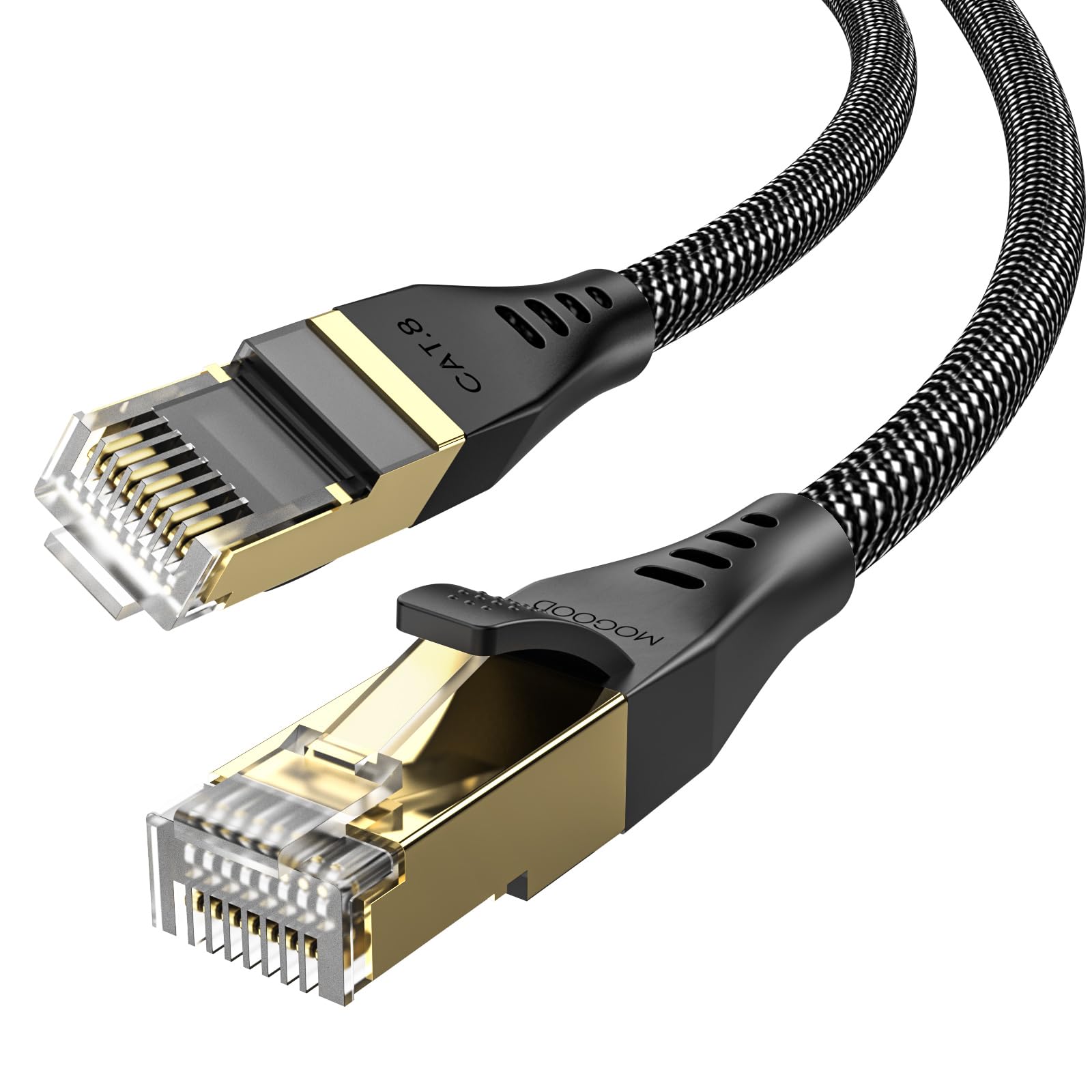 Mogood Cat 8 Ethernet Cable 3Ft,40Gbps 2000Mhz Braided Internet Cable,Indoor Ethernet Cable,Shielded Sftp Patch Cord With Gold Plated Rj45 Connector For Router/Gaming/Modem