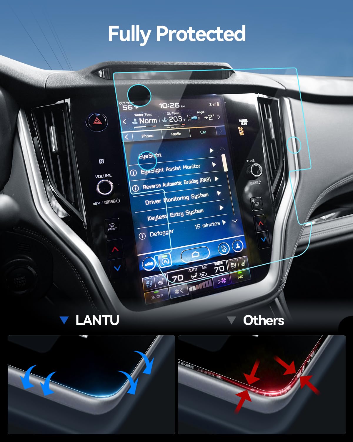 Lantu Matte Screen Protector For 2024 2023 2022 2021 2020 Subaru Outback Legacy Starlink Accessories Tempered Glass Anti Glare 1