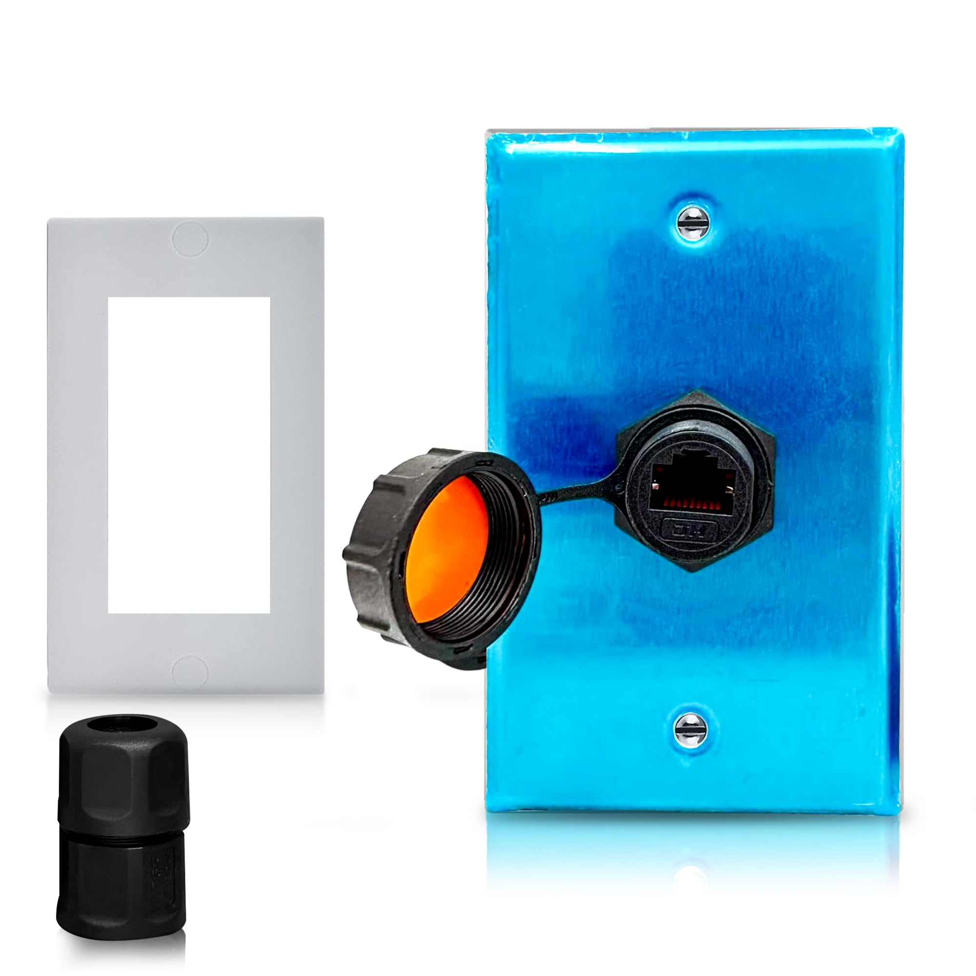 Ets Outdoor Ethernet Jack Wall Plate Weatherproof Ip67 Rj45 Connector Jack Waterproof Ethernet Bulkhead Connector, Female To Fem