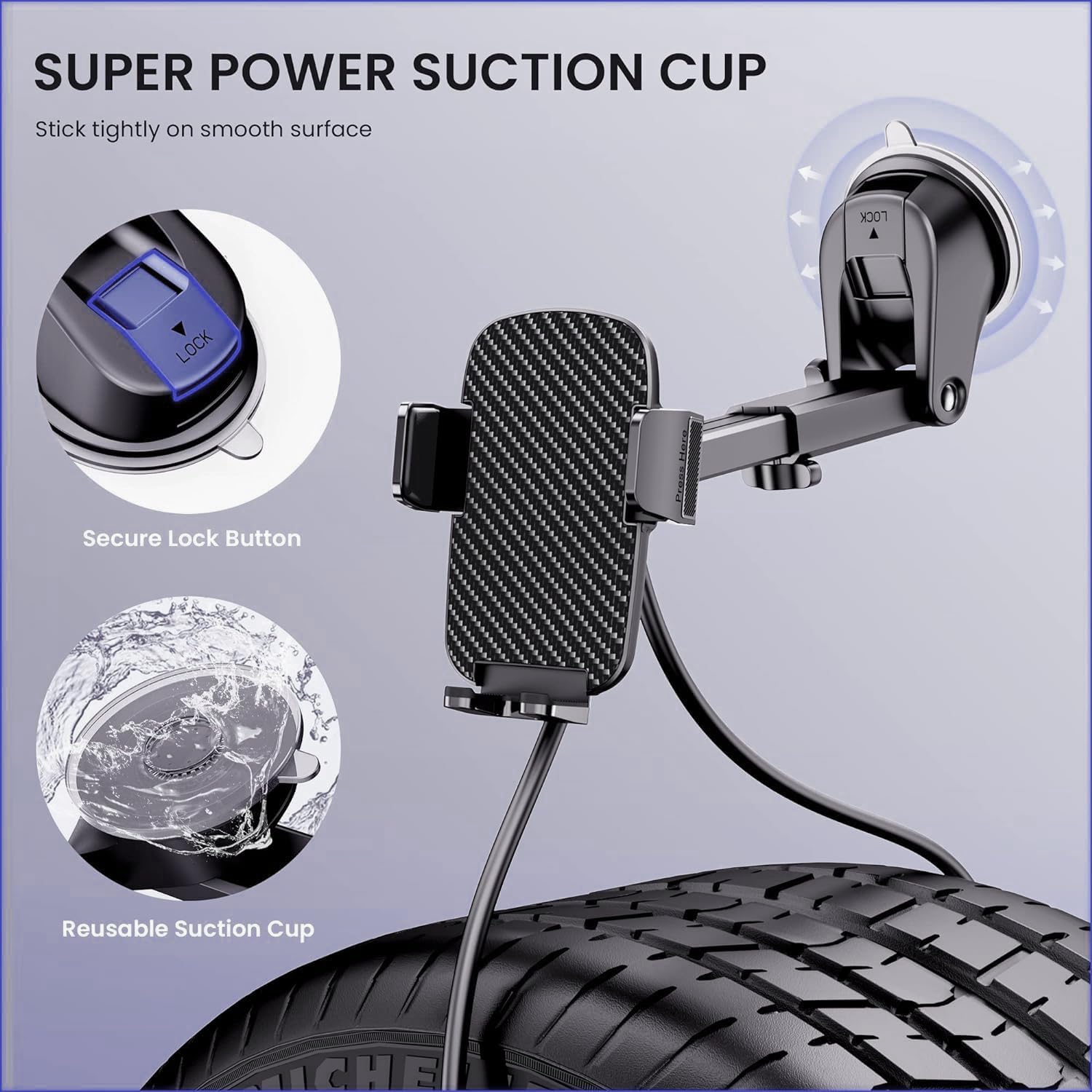 Qifutan Universal Car Phone Holder Automobile Cell Phone Holder Car Mount For Iphone Universal Car Dashboard Mount Fit All Phone