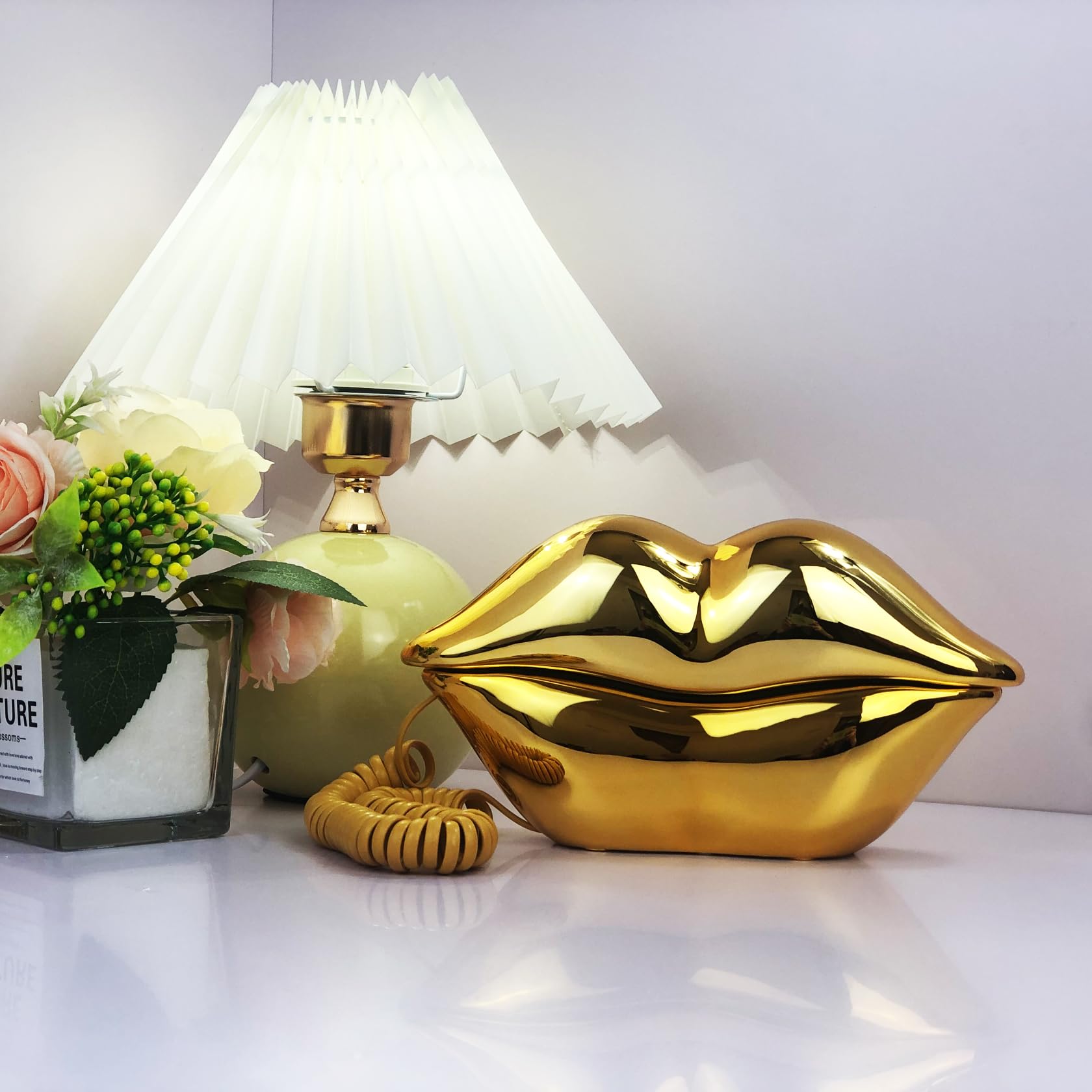 Telpal Corded Landline Phones For Home, Funny Novelty Lip Phone Gift, Wired Mouth Telephone Real Landline Home Office Telephones