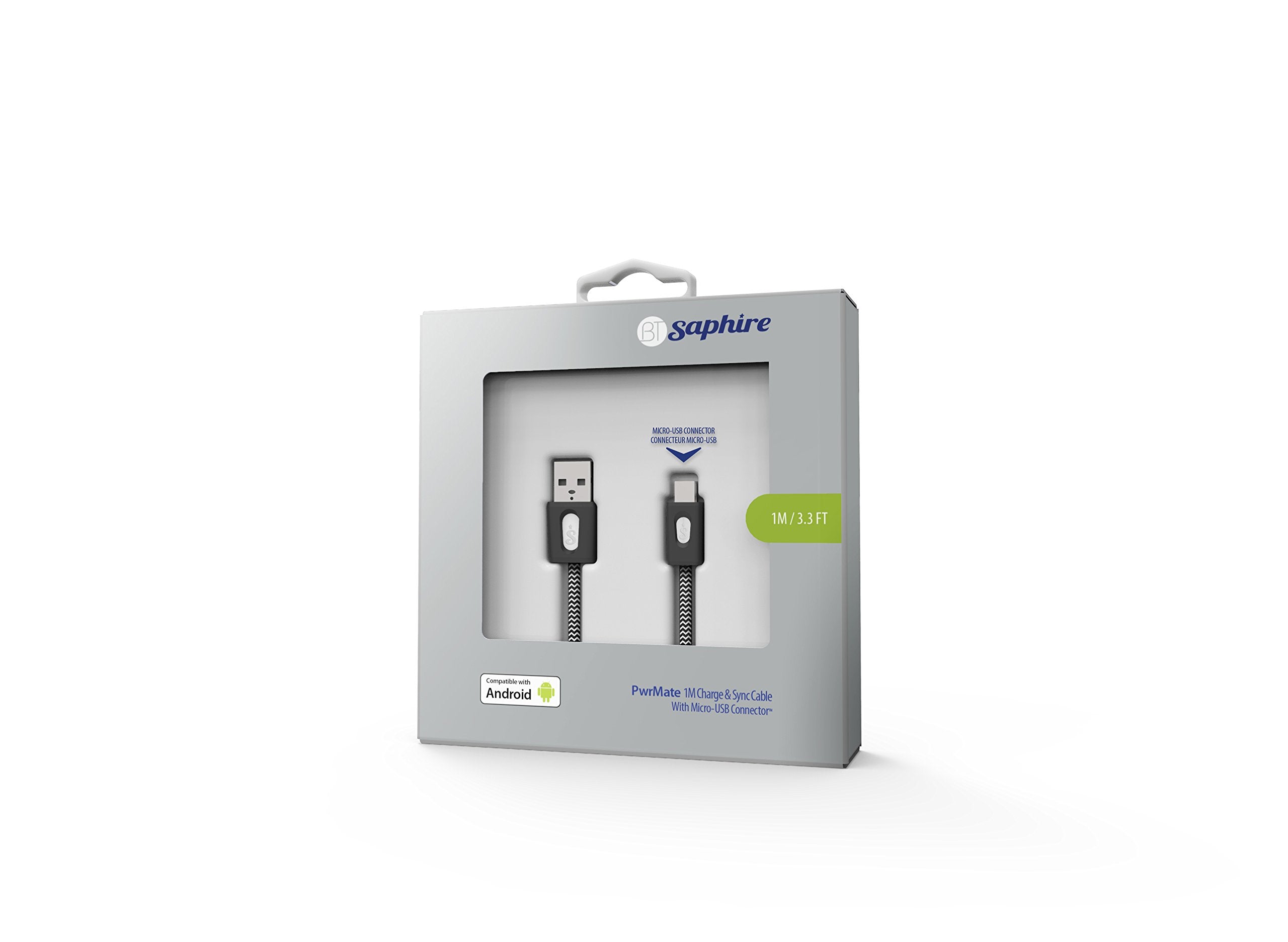 Bt Saphire Pwrmate Charge & Sync Cable With Micro-Usb Connector, 3-Foot (Sa4-787-2)